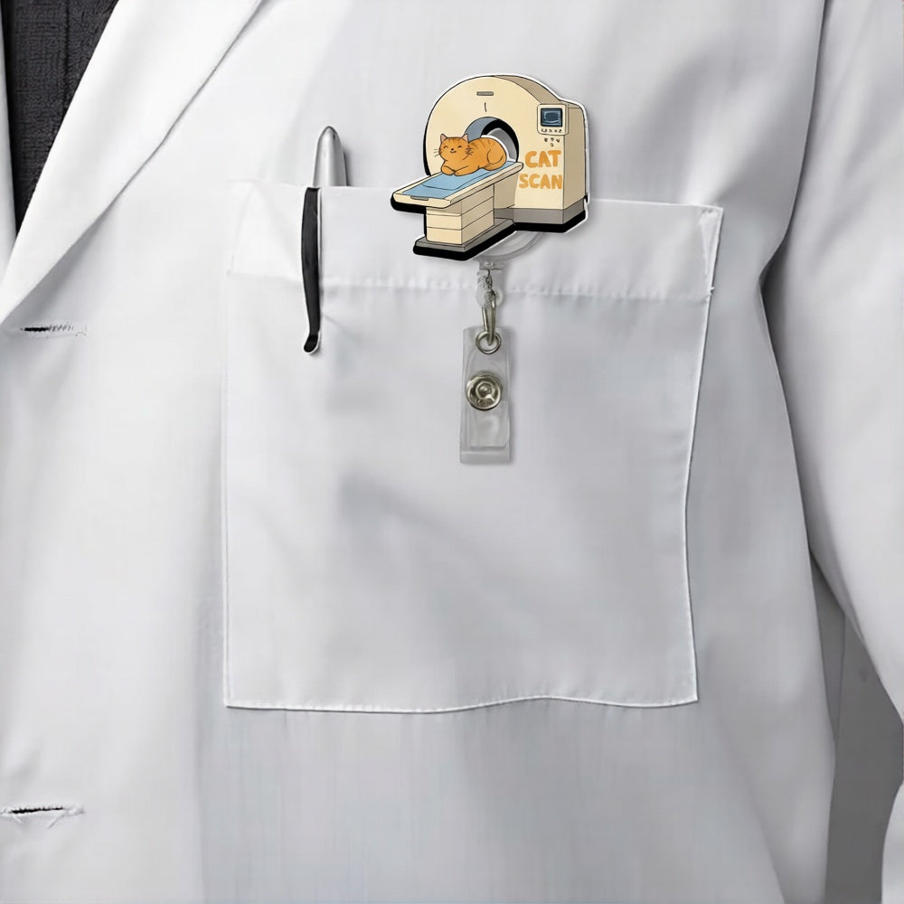 Cute Cat Scan Nurse Badge Reel, Funny Kitten Radiology RN ID Holder, Nurse Gift