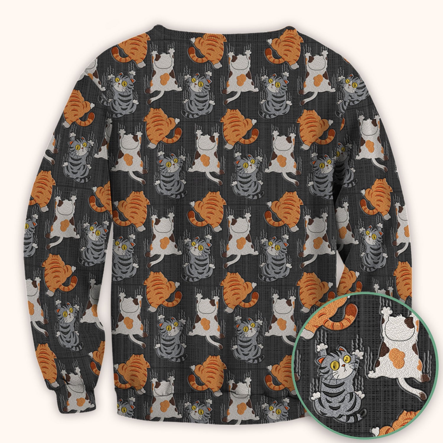 Cute Cat Pattern Nurse Scrub Top, Cats Medical Pattern Shirt, Breathable Fabrics Nursing Uniform