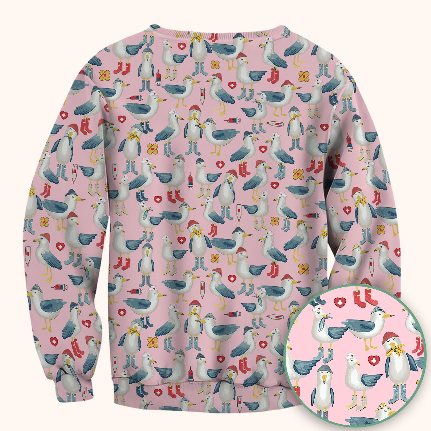 Seagull Scrub Top for Nurses - Adorable Birds Medical Uniform - Funny Shirt for RN CNA LPN
