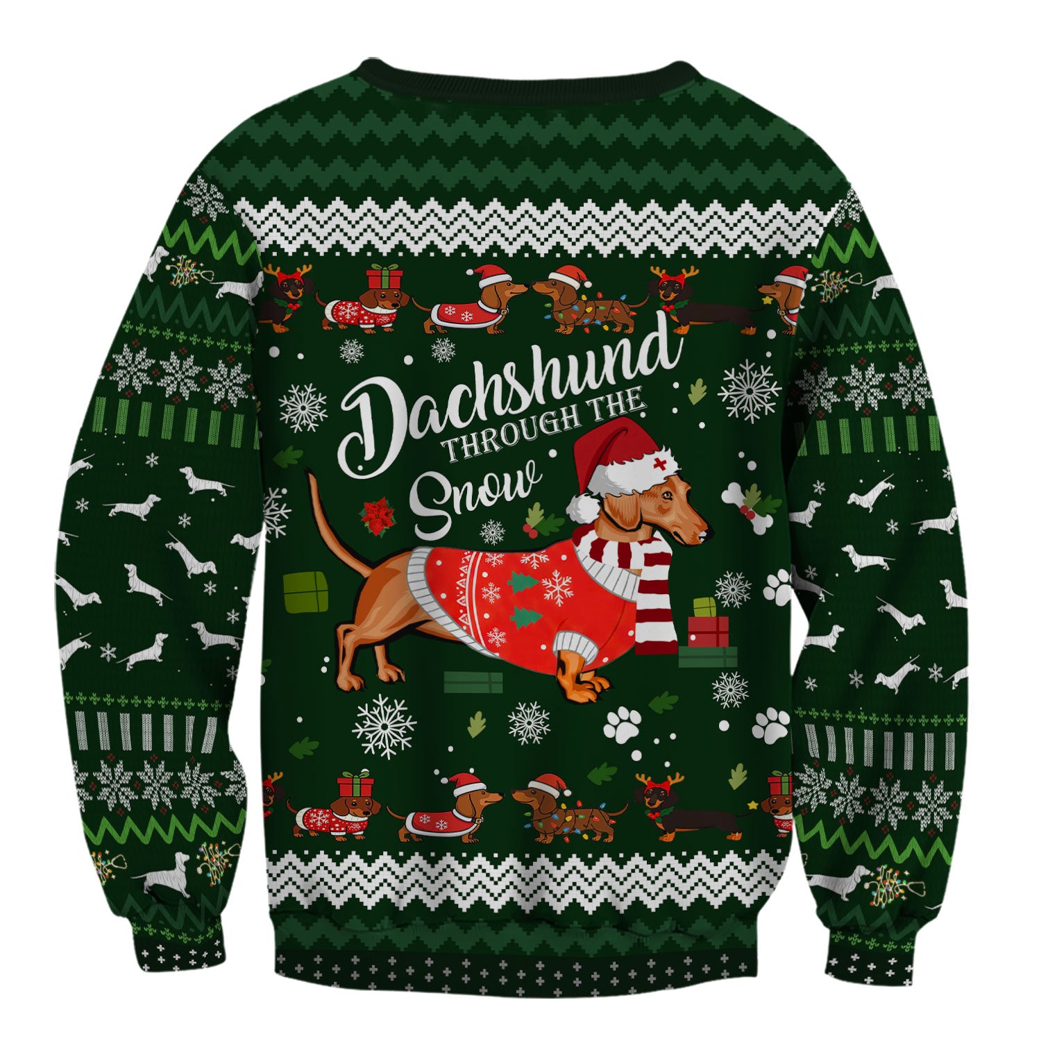 Dachshund Through the Snow - Funny Christmas Scrub Top - Wiener Dog Lover Gift - Holiday Medical Uniform