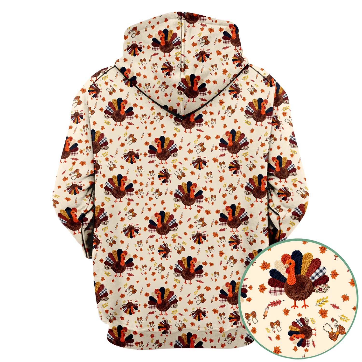 Funny Thanksgiving Nurse Scrub Top - Fall Leaves and Pumpkin Shirt - Autumn Turkey Med Uniform Gift for RN CNA LPN