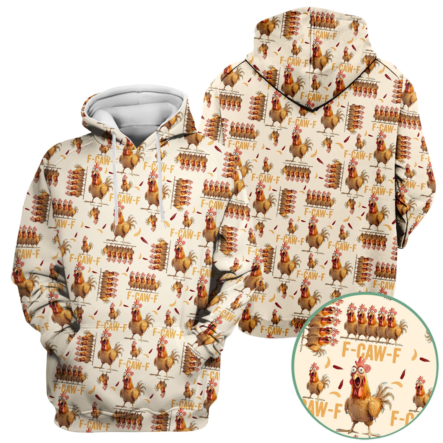 Funny Chicken Nurse Scrub Top for Women - Crazy Rooster F-CAW-F Medical Shirt - Quirky Farm Animal Nursing Uniform Gift RN LPN CNA