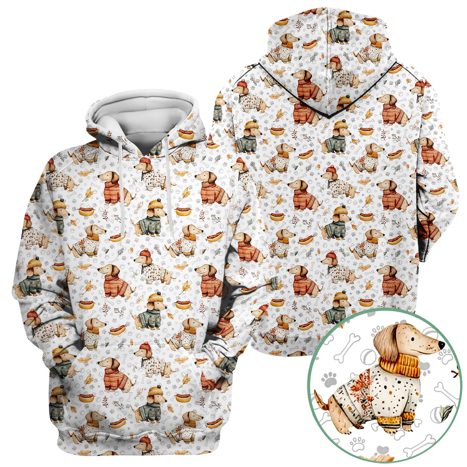 Fall Wiener Dog Nurse Scrub Top - Cozy Sausage Dog Autumn Medical Shirt for Women RN CNA LPN - Thanksgiving Gift