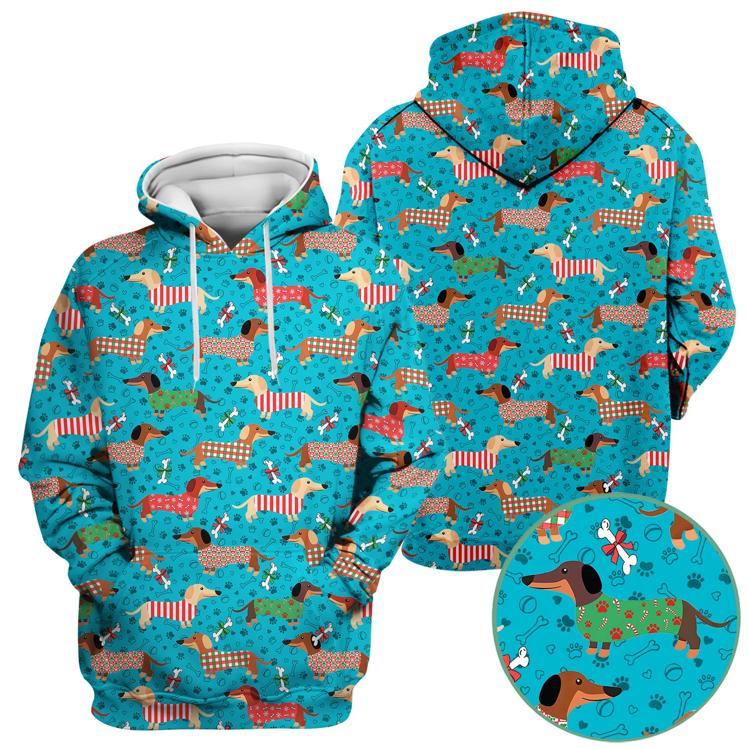 Christmas Dachshund Scrub Top for Women - Cute Sausage Dog Paw Print Nursing Uniform Holiday Shirt - Funny Xmas Medical Gift