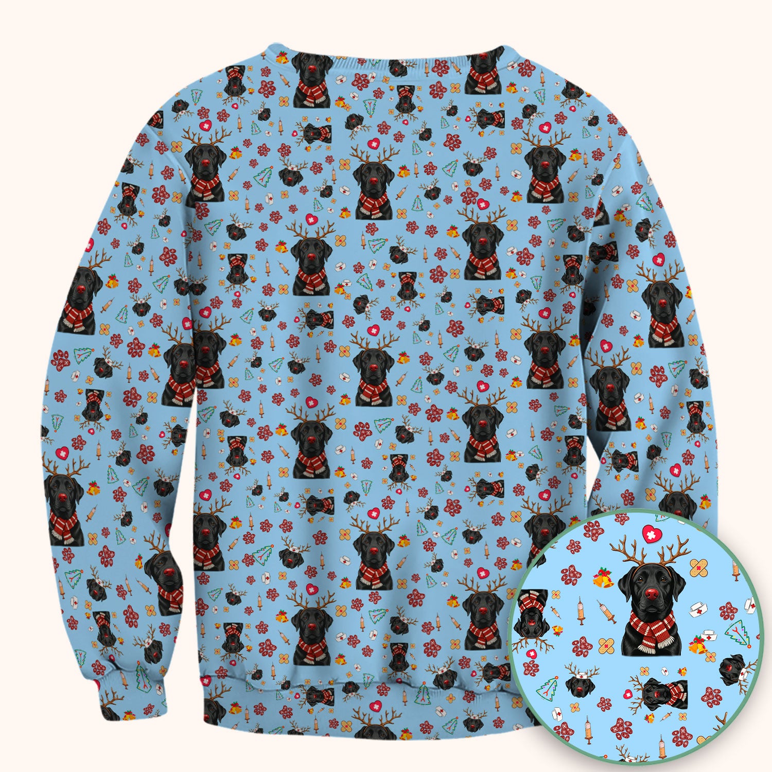 Black Lab Christmas Scrub Top - Funny Labrador Nurse Shirt - Cute Holiday Medical Uniform for Women RN LPN CNA Gift