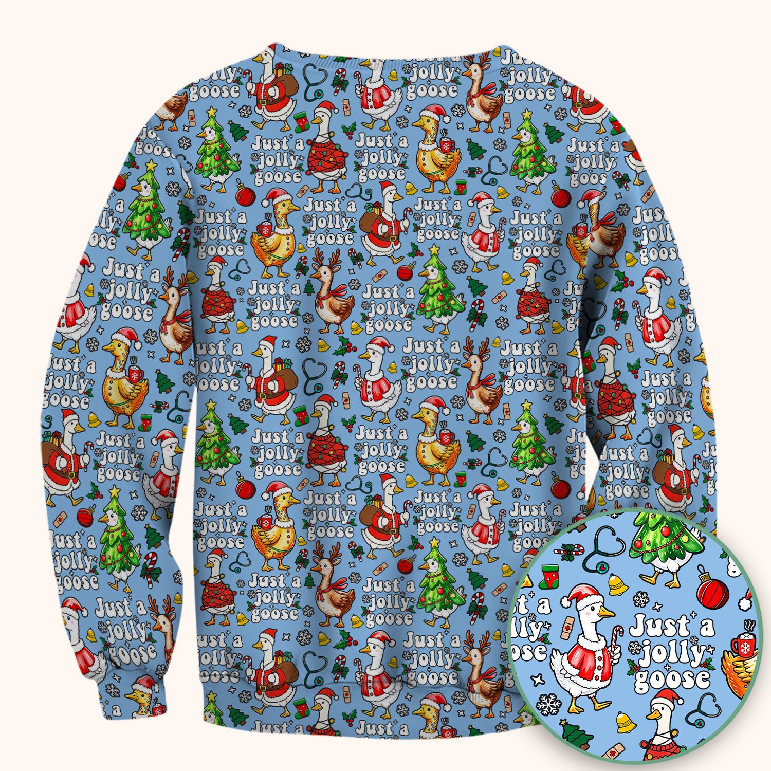 Christmas Goose Scrub Top for Nurse - Funny Jolly Holiday Medical Shirt for Women