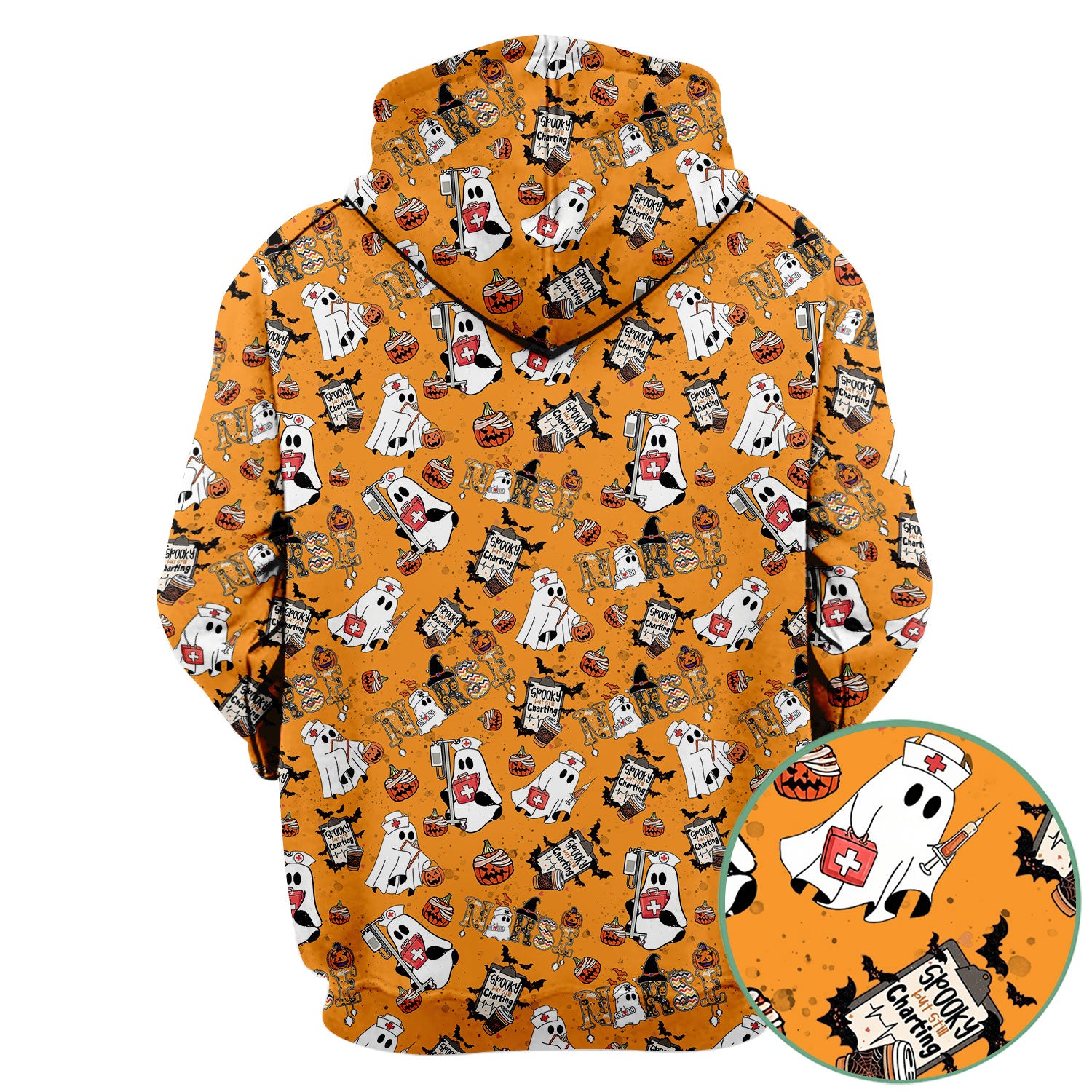 Halloween Scrub Top - Spooky But Still Charting - Funny Scrubs for Nurses - Horror Pumpkin Nursing Uniform