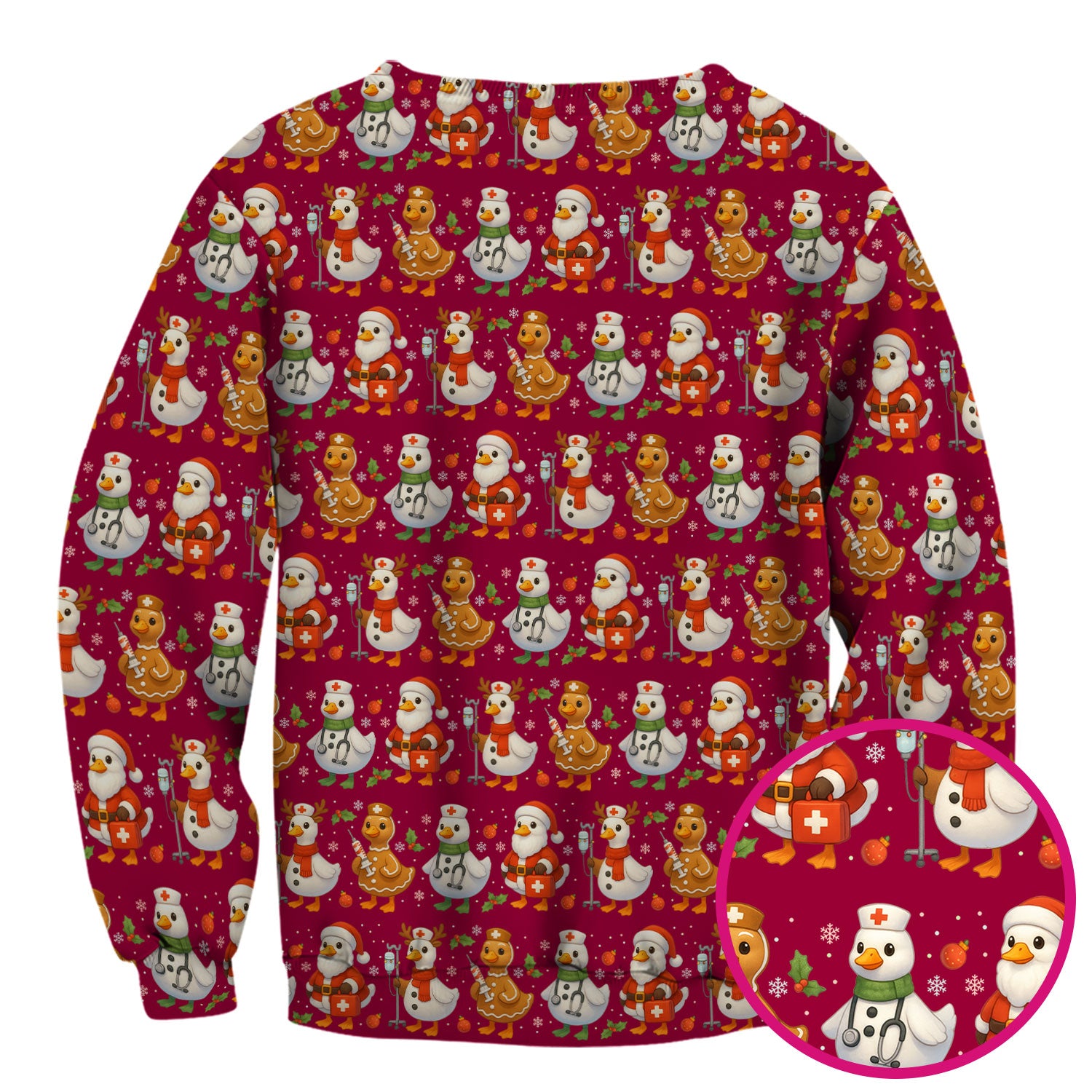Christmas Goose Scrubs for Women - Funny Holiday Goose Pattern Medical Scrub Top - Festive Christmas Scrubs with Cute Nurse Design