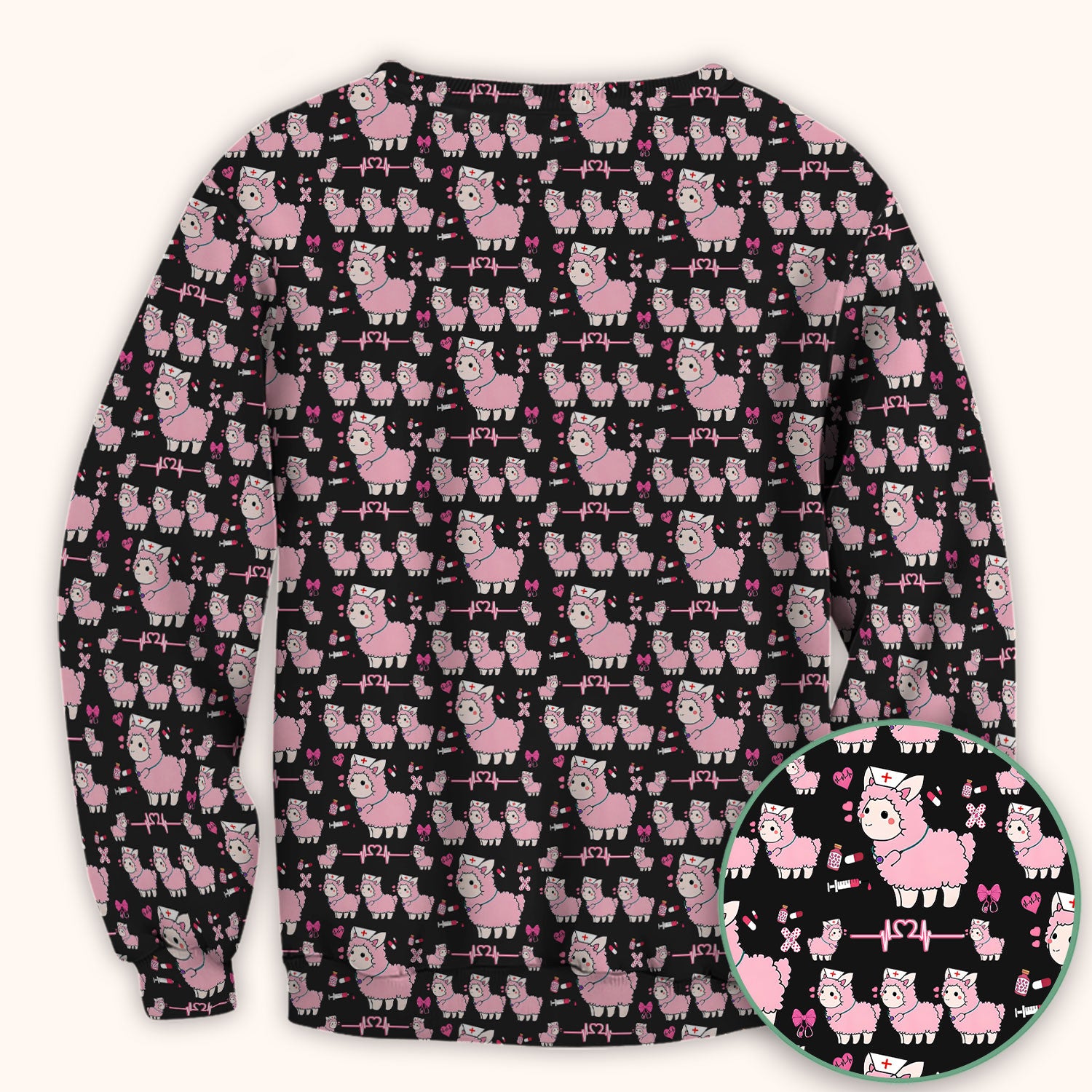 Llama Ain't Got Time For Your Drama Scrub Top, Funny Pattern Scrub Shirt, Breathable Fabrics Nursing Uniform