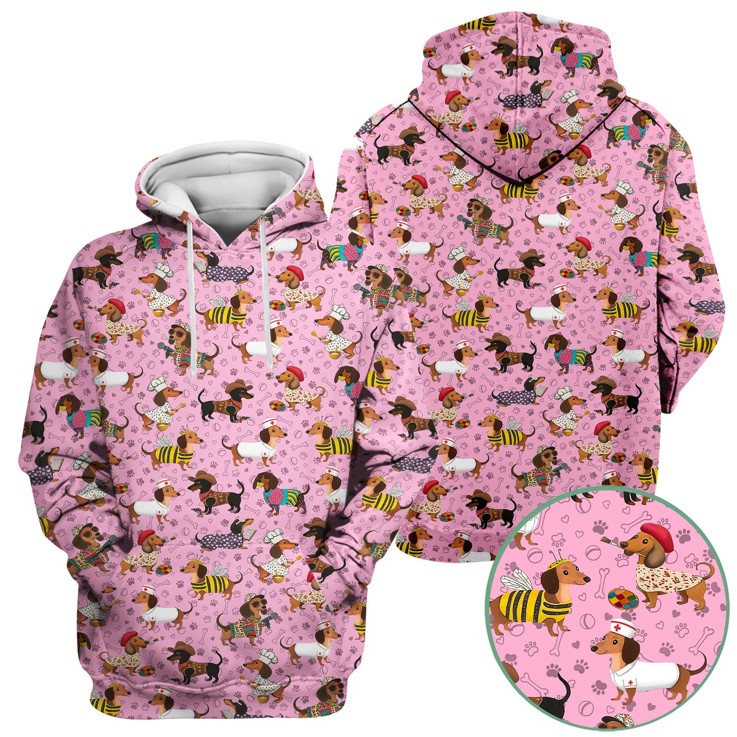 Funny Dachshund Scrub Top for Nurses - Wiener Dog in Bee, Chef, Nurse Costumes - Cute Sausage Dog Medical Shirt RN CNA LPN