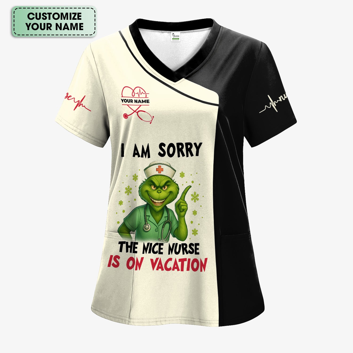 Personalized Funny Nurse Christmas Shirt - The Nice Nurse Is On Vacation Sarcastic Quote - Gift for RN LPN CNA