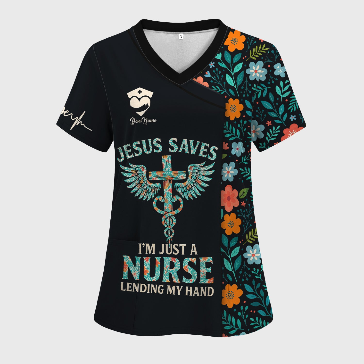 Custom Christian Nurse Shirt Jesus Saves Quote - Faith Based Nursing Graphic Tee - Gift for Healthcare Workers RN LPN