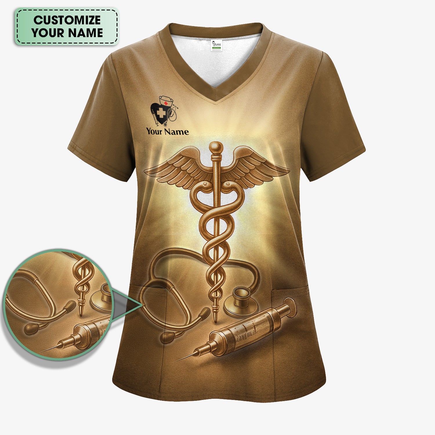 Personalized Christian Nurse Prayer Shirt - A Nurse's Prayer & Caduceus Symbol Graphic Tee - Gift for RN LPN CNA