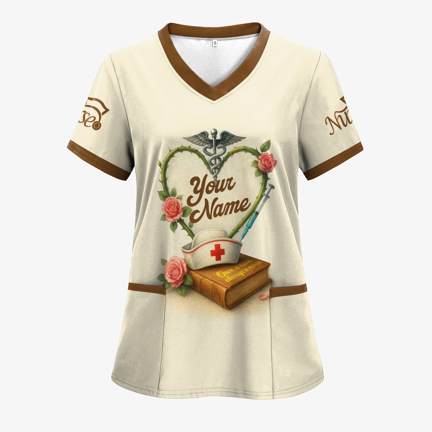Personalized Nurse Scrubs - Heart & Stethoscope Design - Custom Gift for RN CNA LPN Healthcare Workers