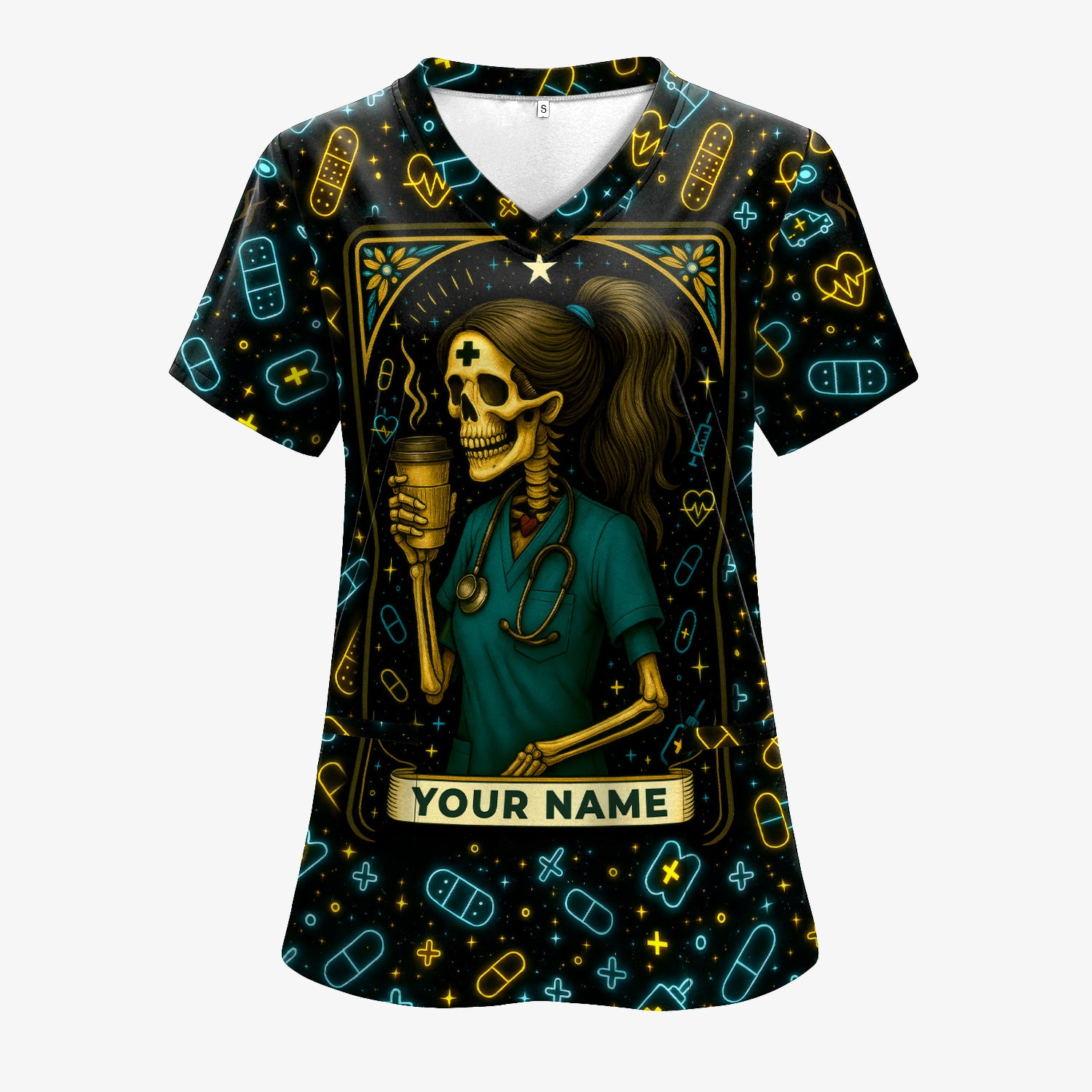 Personalized Nurse Scrub Shirt - Custom RN CNA LPN Uniform Top with Funny or Faith Design - Unique Gift for Healthcare Workers