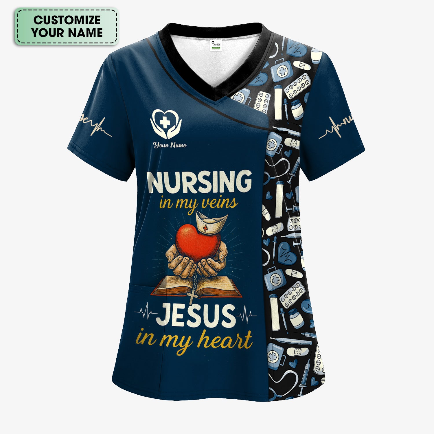 Personalized Nursing Shirt for Nurses - Christian Nurse Graphic Tee with Jesus Quote - Gift for RN LPN CNA