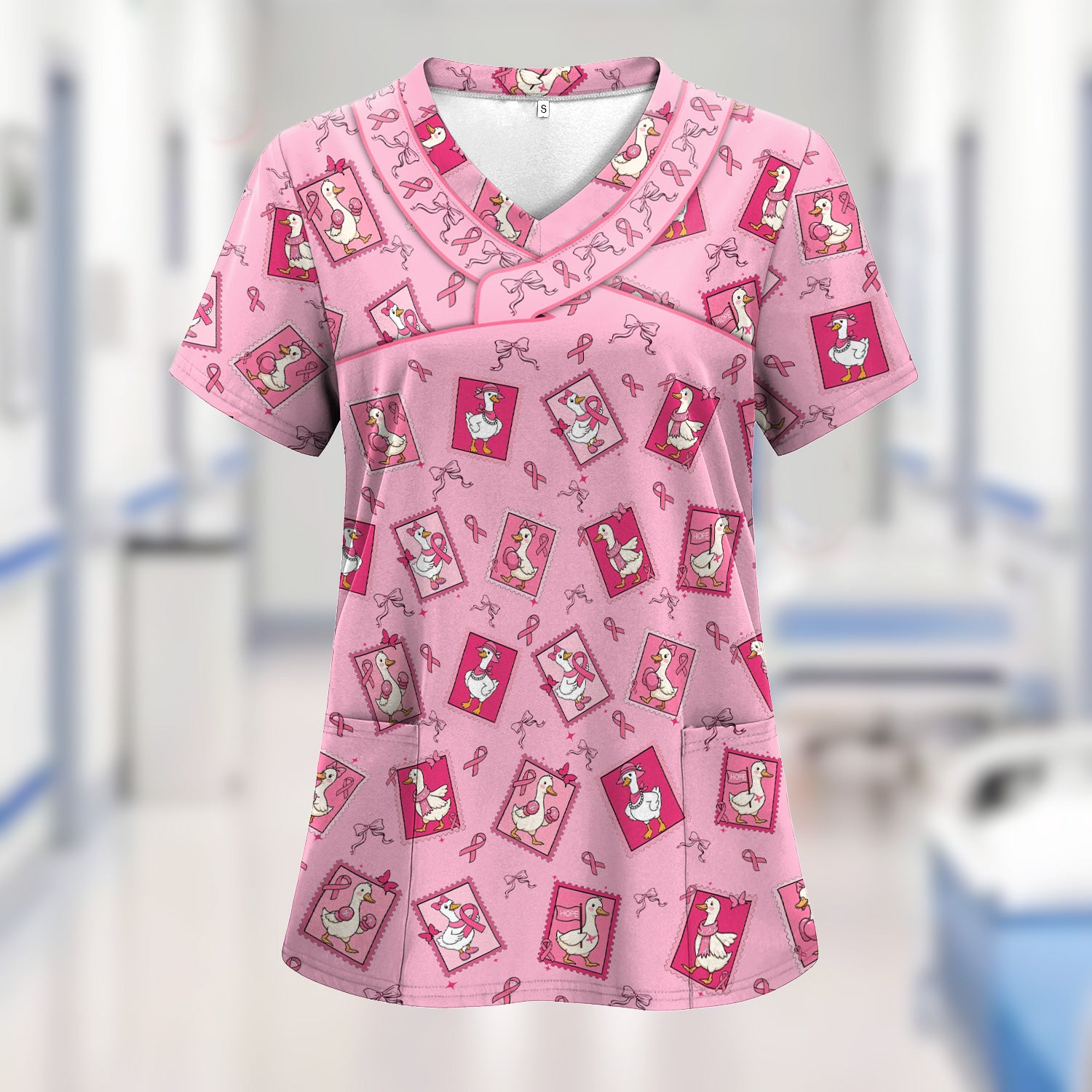 Breast Cancer Awareness Shirt - Funny Goose & Pink Ribbon Design - Gift for RN CNA LPN Healthcare Workers