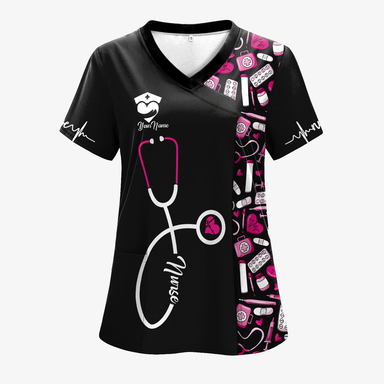 Personalized Nurse Shirt - Stethoscope & Medical Design with Heart - Custom Gift for RN CNA LPN Healthcare Workers