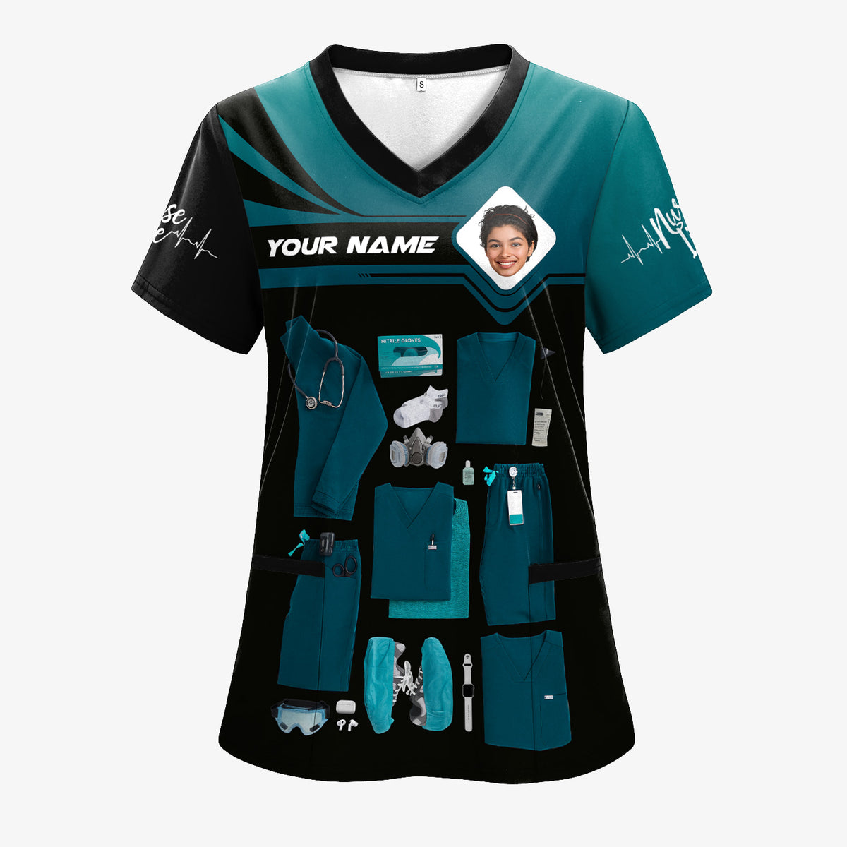 Personalized Oncology Nurse Scrub Shirt - Custom Photo & Name - In My Nurse Era Design - Gift for RN, LPN, Healthcare Worker