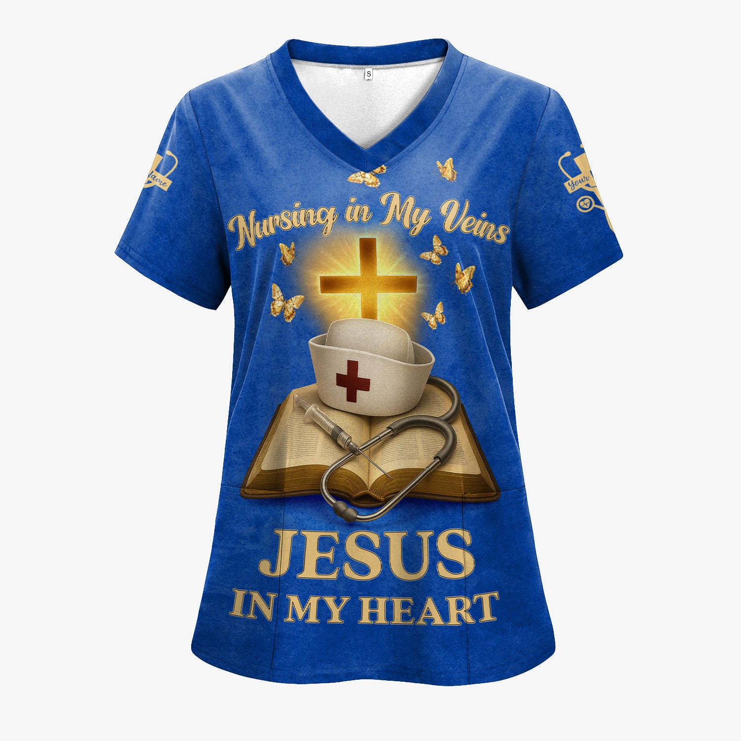 Personalized Christian Nurse Shirt - Jesus in My Heart  Quote - Available in Multiple Colors - Gift for Women RN LPN