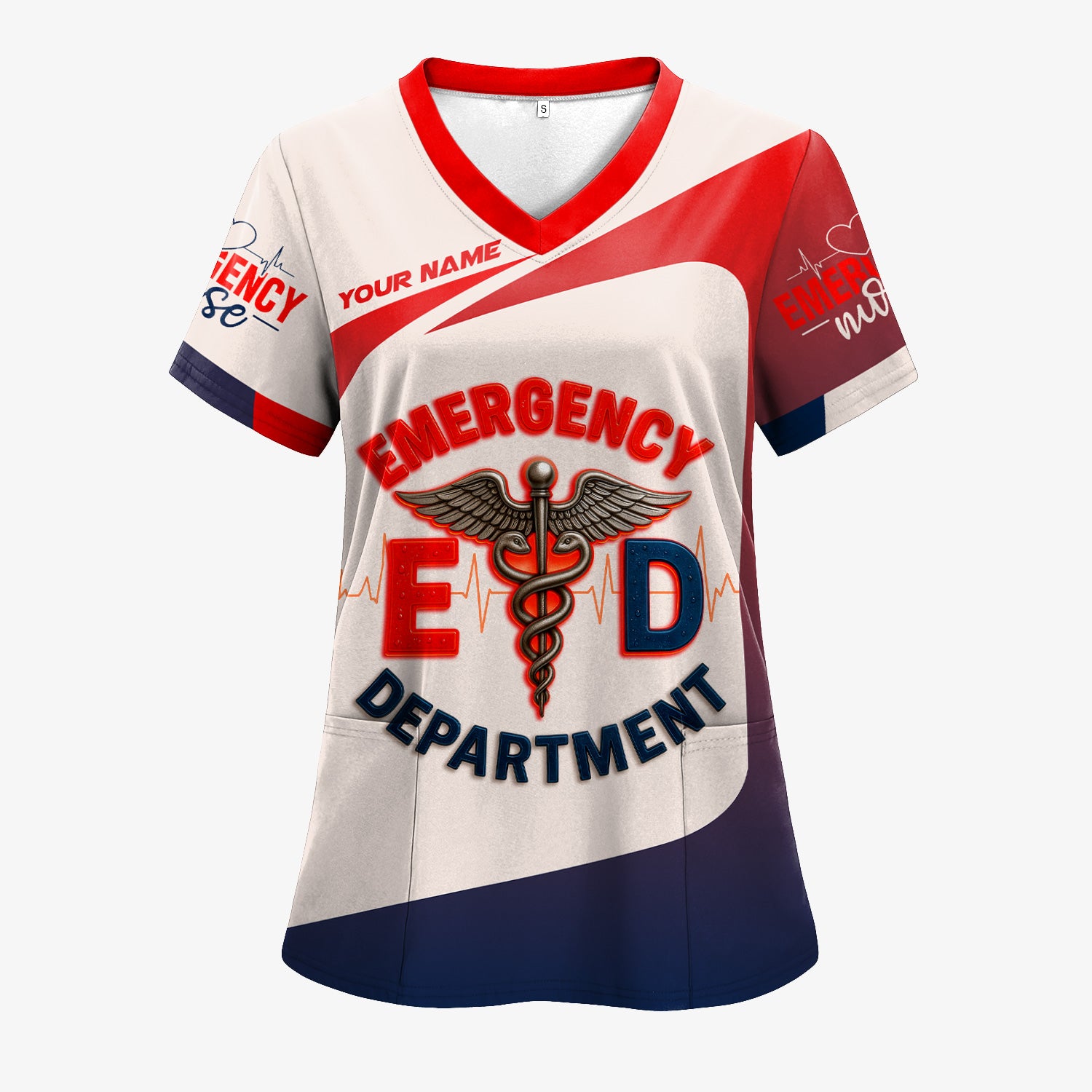 Custom Emergency Nurse Scrub Top - E.D. Department RN Uniform Shirt - Personalized EMT Paramedic Medical Gift