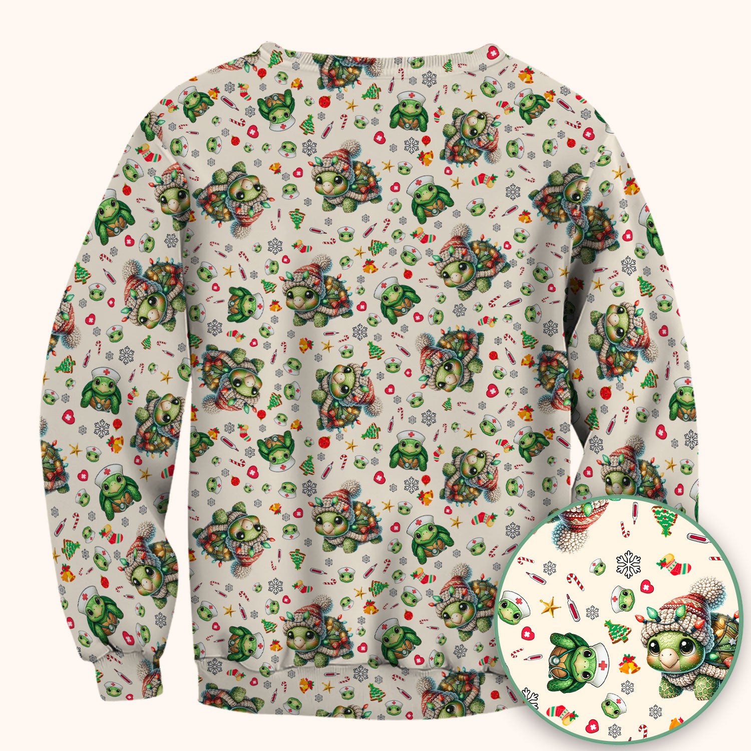 Christmas Turtle Scrub Top - Cute Funny Nurse Shirt - Holiday Medical Uniform for Women RN LPN CNA Gift Idea