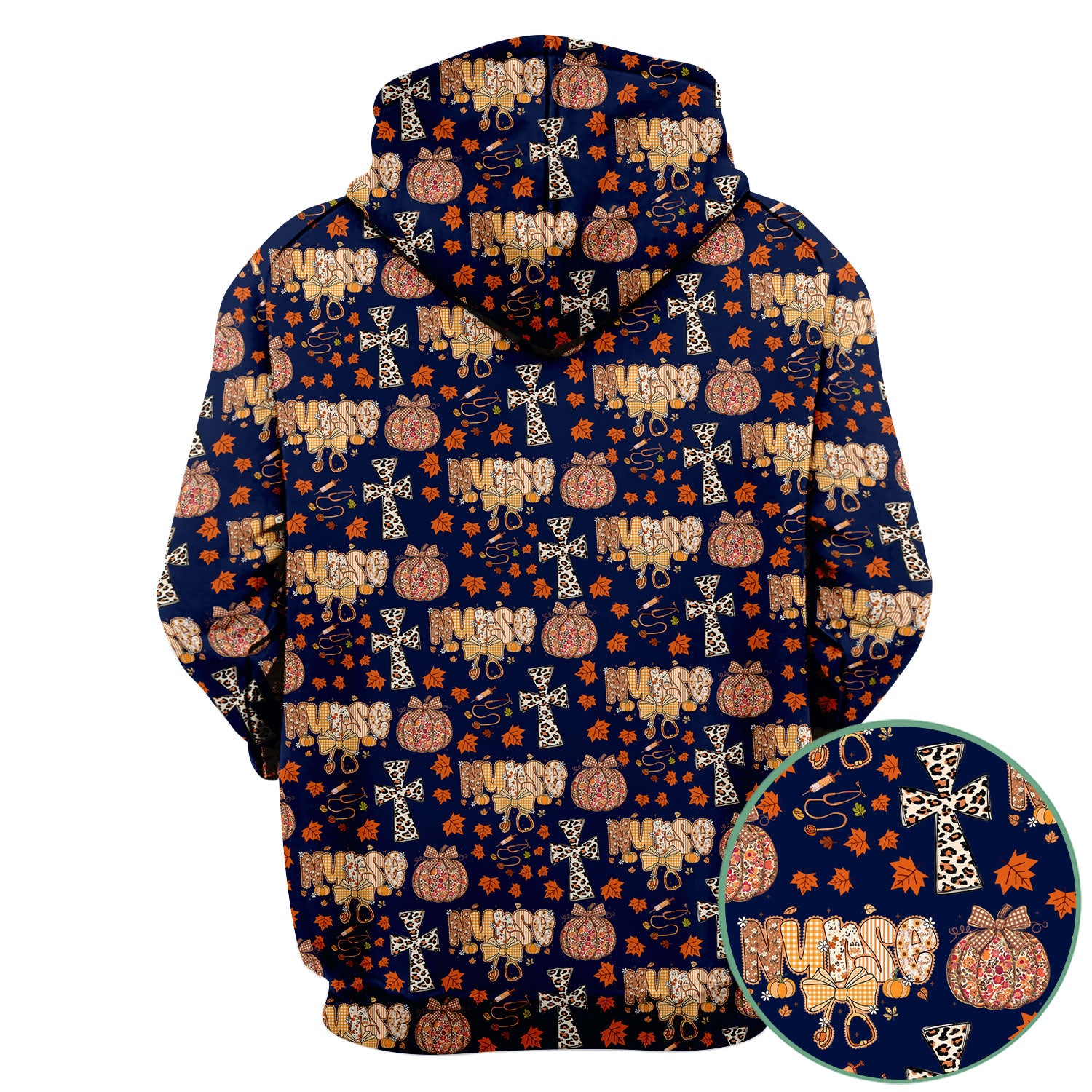 Floral Pumpkin Scrub Top for Women - Coquette Bow Thanksgiving Shirt - Comfortable Medical Uniform