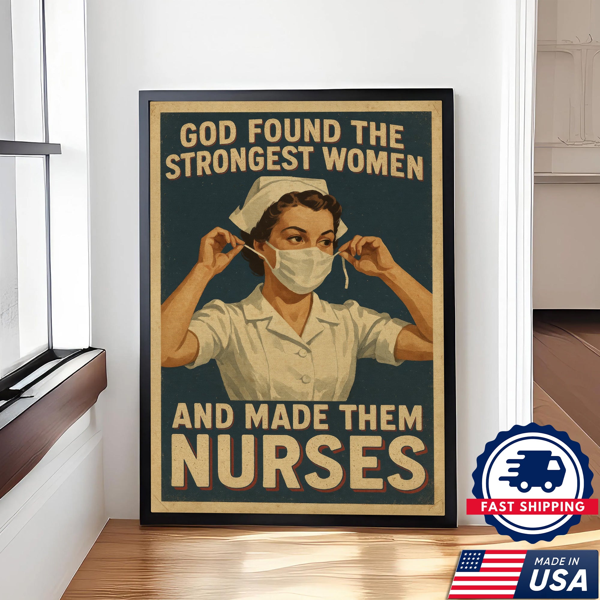 God Found The Strongest Women And Made Them Nurses Canvas, Christian Gift for RN LPN CNA
