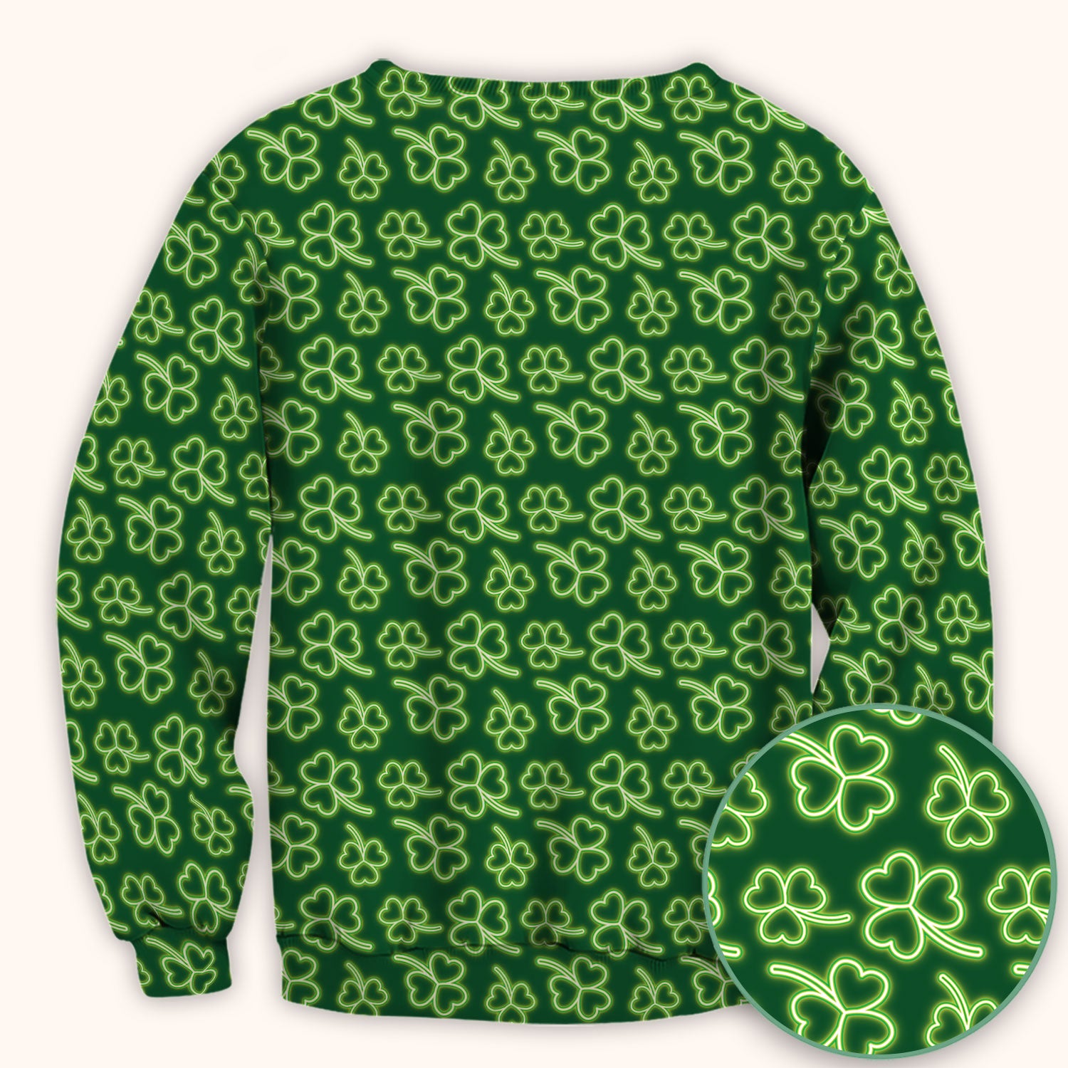 Neon Shamrock Nurse Scrub Top, St. Patrick’s Day Glow Green Pattern Pattern Shirt,  Breathable Fabrics Nursing Uniform