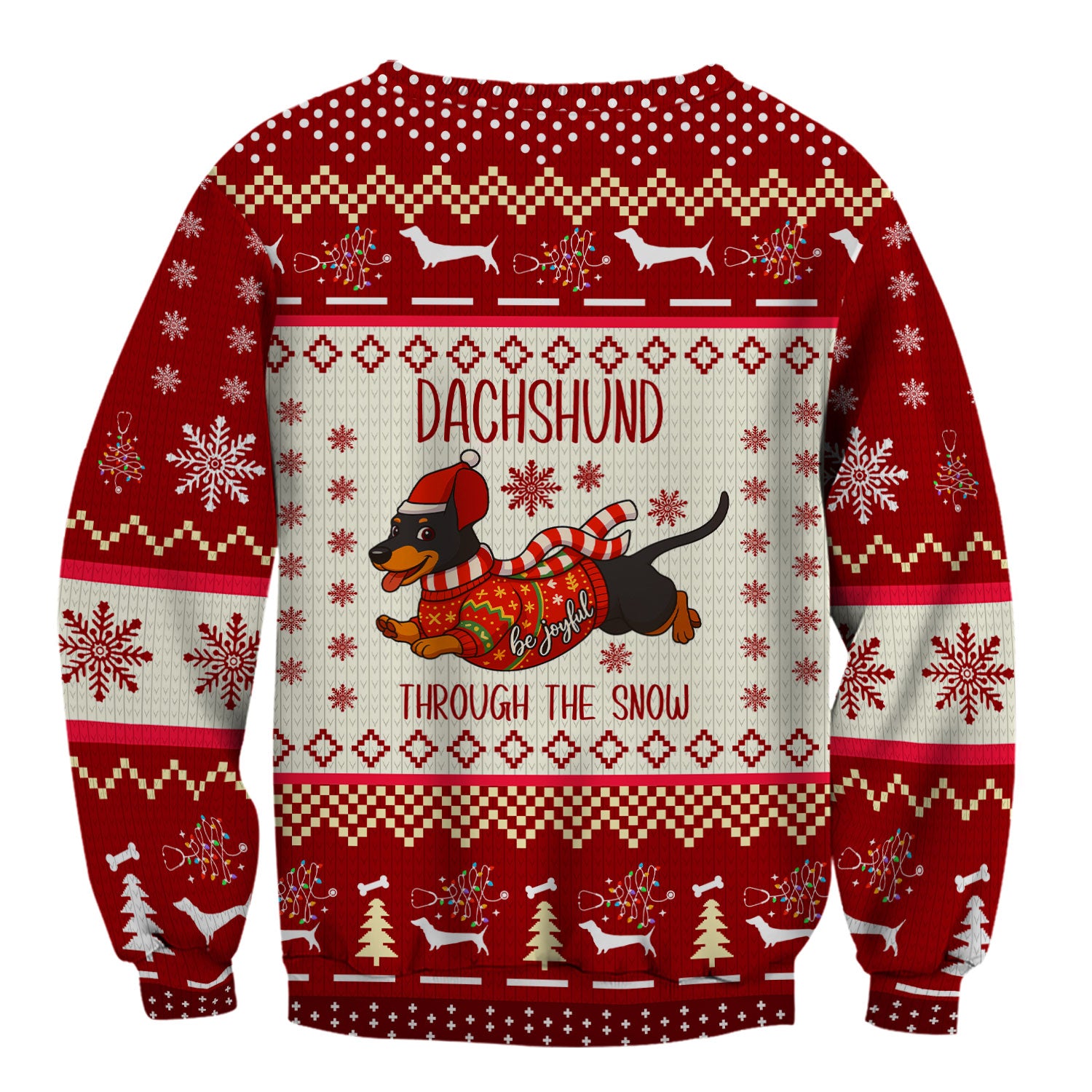 Wiener Dog Through The Snow Christmas Scrub Top - Cute Dachshund Nurse Shirt - Funny Holiday Medical Uniform