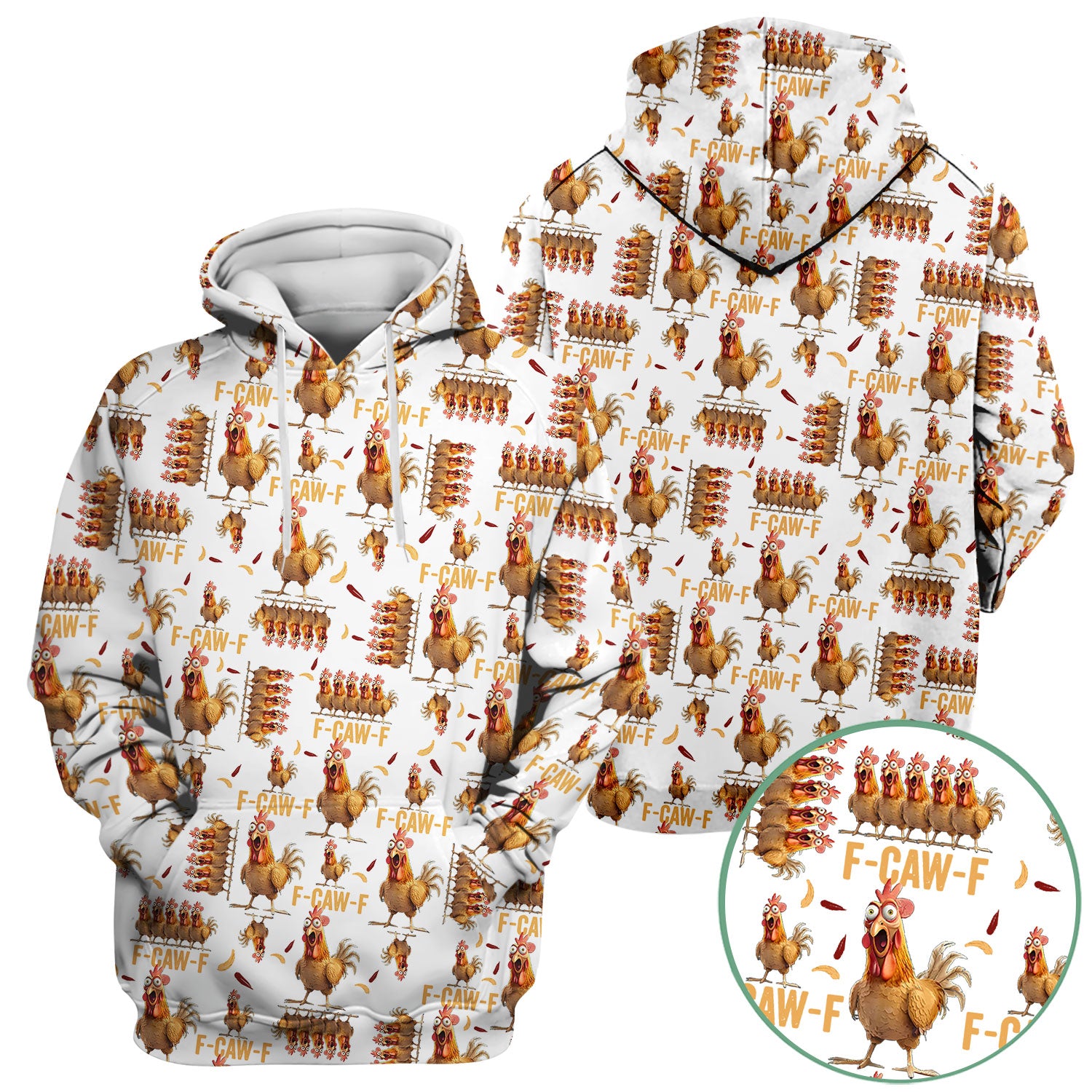 Funny Chicken Nurse Scrub Top for Women - Crazy Rooster F-CAW-F Medical Shirt - Quirky Farm Animal Nursing Uniform Gift RN LPN CNA