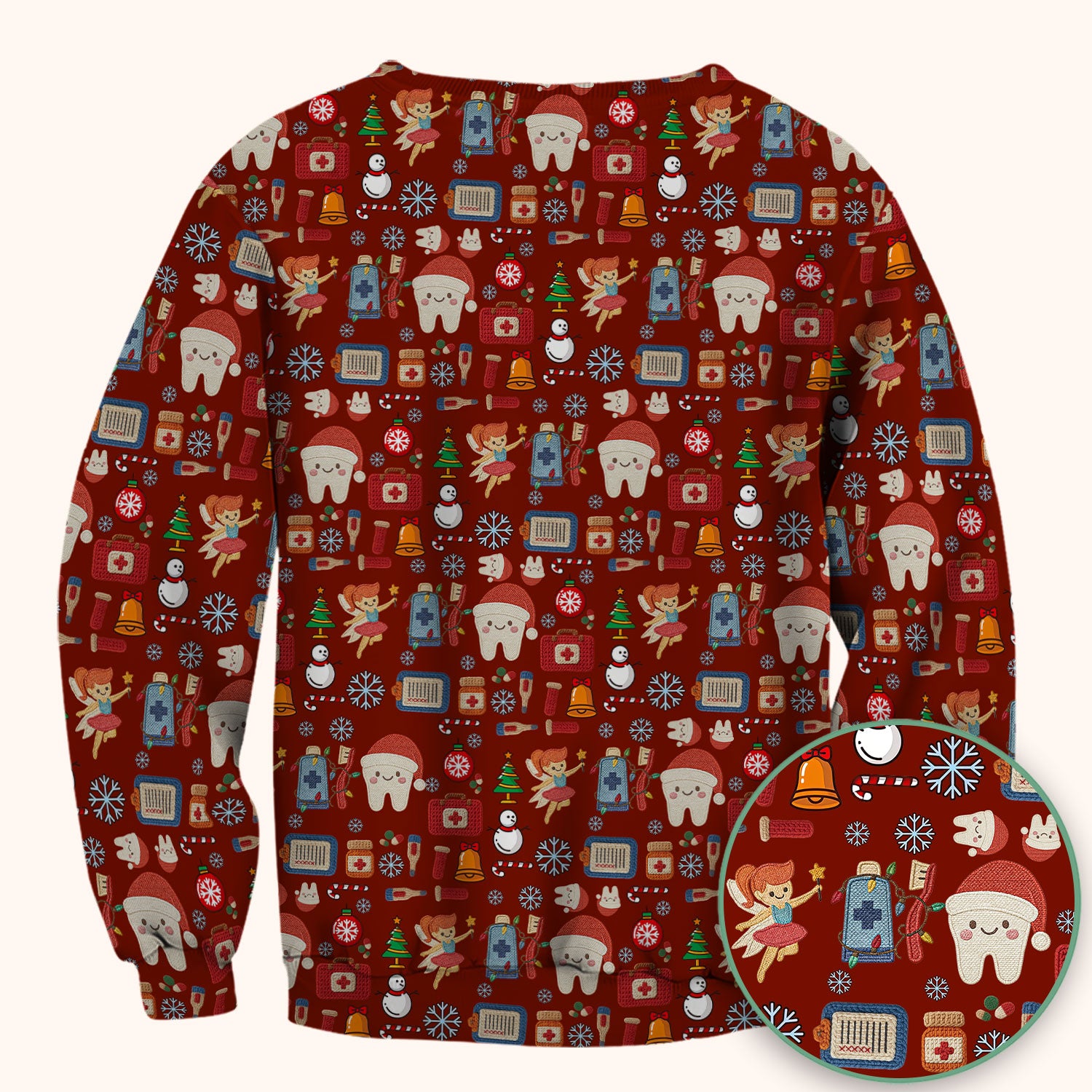 Christmas Dental Scrub Top - Cute Santa Tooth & Snowman Shirt - Festive Holiday Medical Uniform for Dentists, Hygienists & Nurses