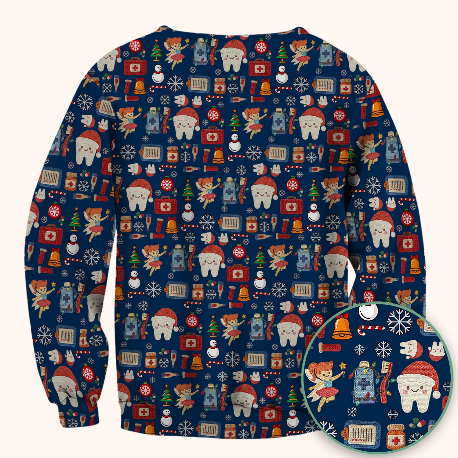 Christmas Dental Scrub Top - Cute Santa Tooth & Snowman Shirt - Festive Holiday Medical Uniform for Dentists, Hygienists & Nurses