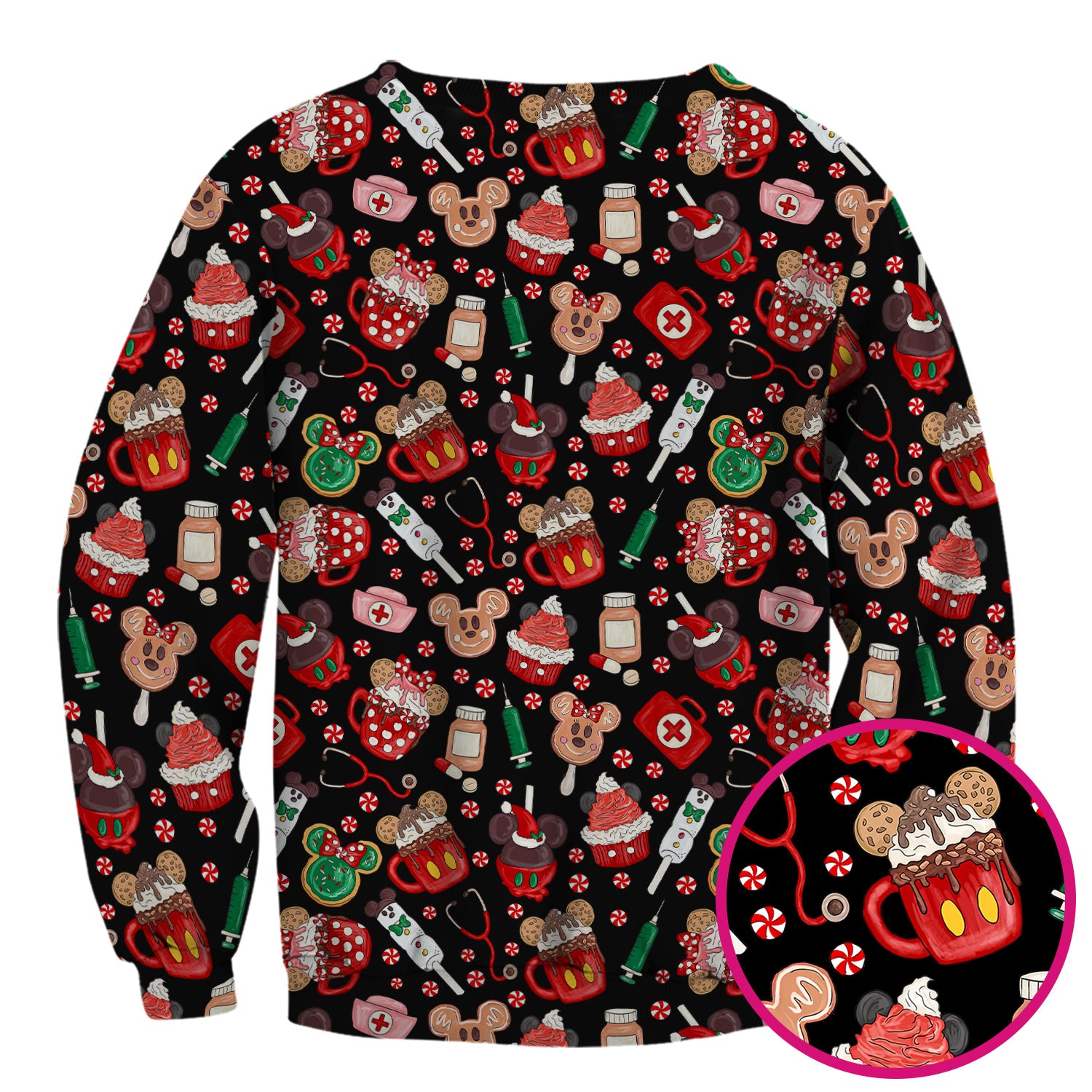 Funny Gingerbread Christmas Scrub Top - Cute Candy Cupcake Nurse Shirt - Holiday Medical Uniform RN CNA LPN