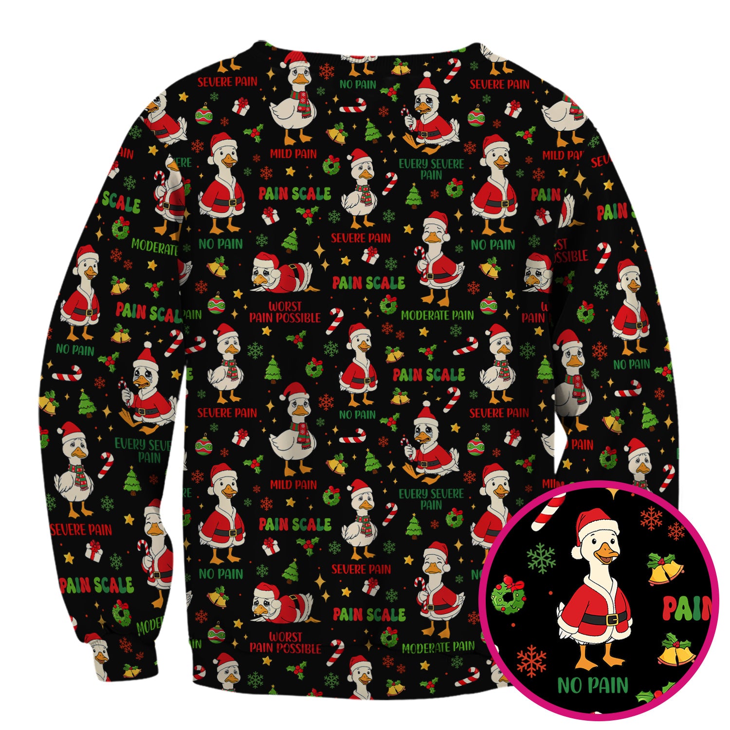 Christmas Nurse Scrub Top - Funny Goose Pain Scale - Cute Holiday Medical Uniform for Women