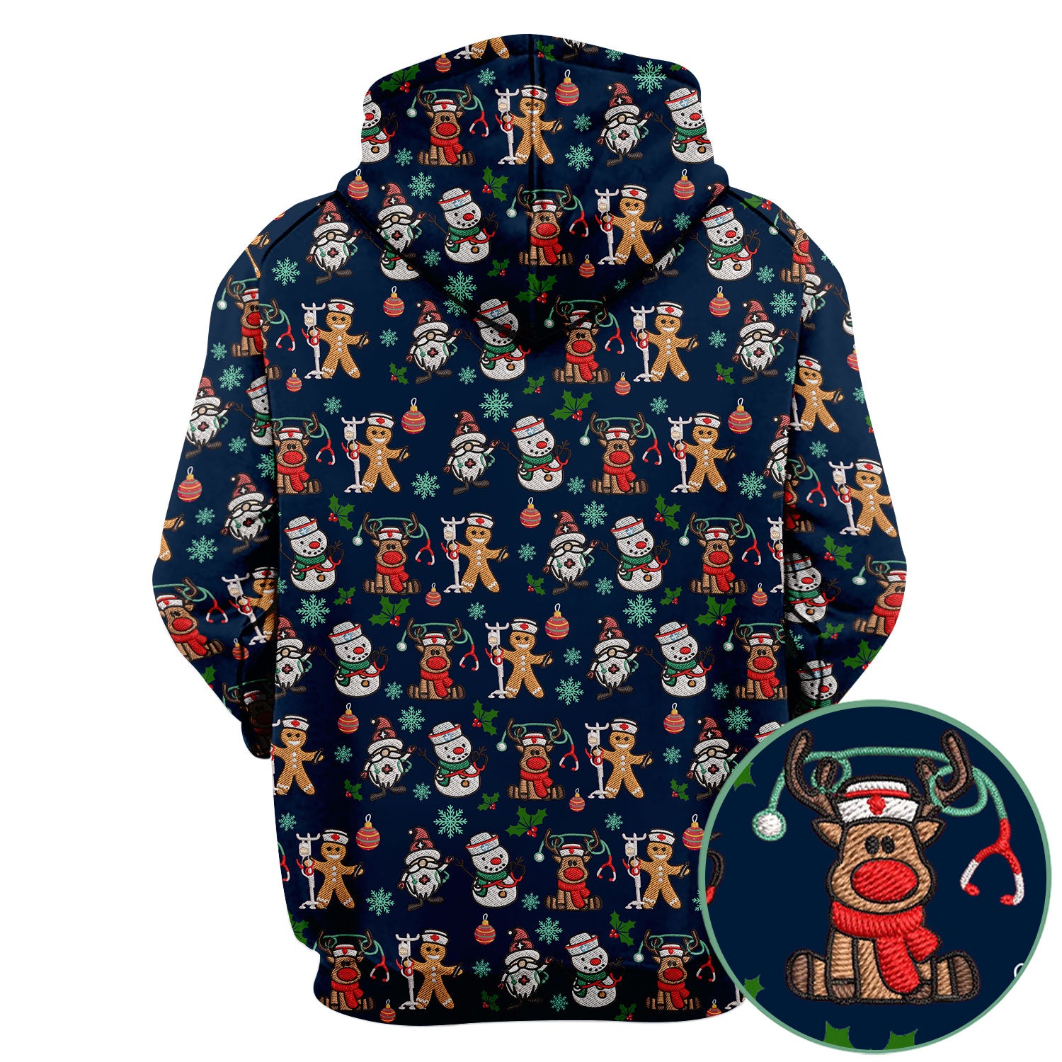 Reindeer Xmas Scrubs for Women - Gingerbread Cookies Shirts - Comfortable Scrubs for Nurses - Breathable Nursing Uniform