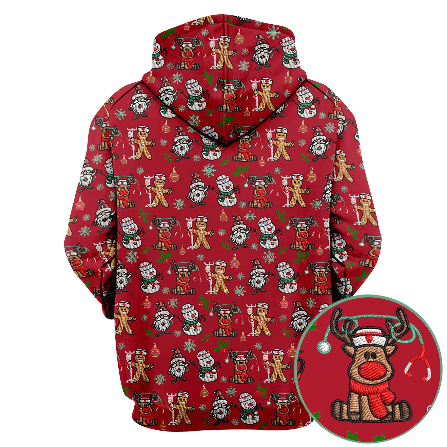 Reindeer Xmas Scrubs for Women - Gingerbread Cookies Shirts - Comfortable Scrubs for Nurses - Breathable Nursing Uniform