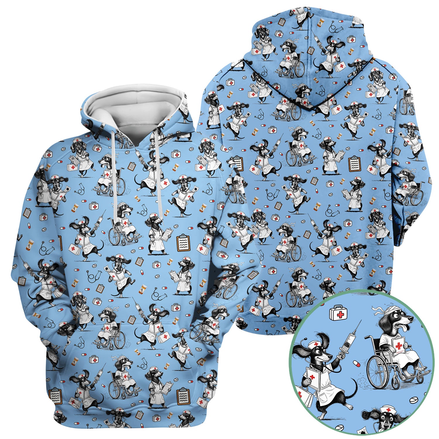 Custom Nurse Scrubs for Women - Funny Dog Print Medical Top - Multi Color Personalized Nursing Shirt for Healthcare Workers