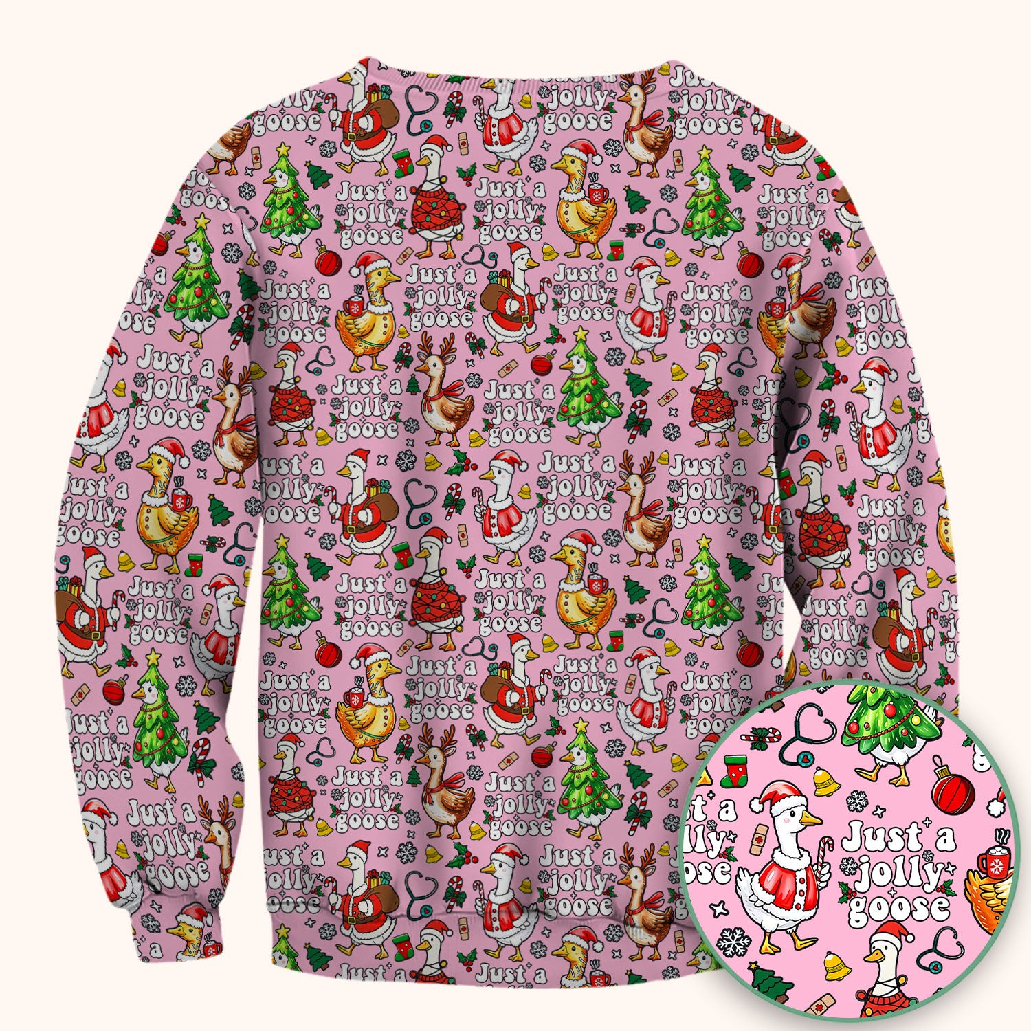 Christmas Goose Scrub Top for Nurse - Funny Jolly Holiday Medical Shirt for Women