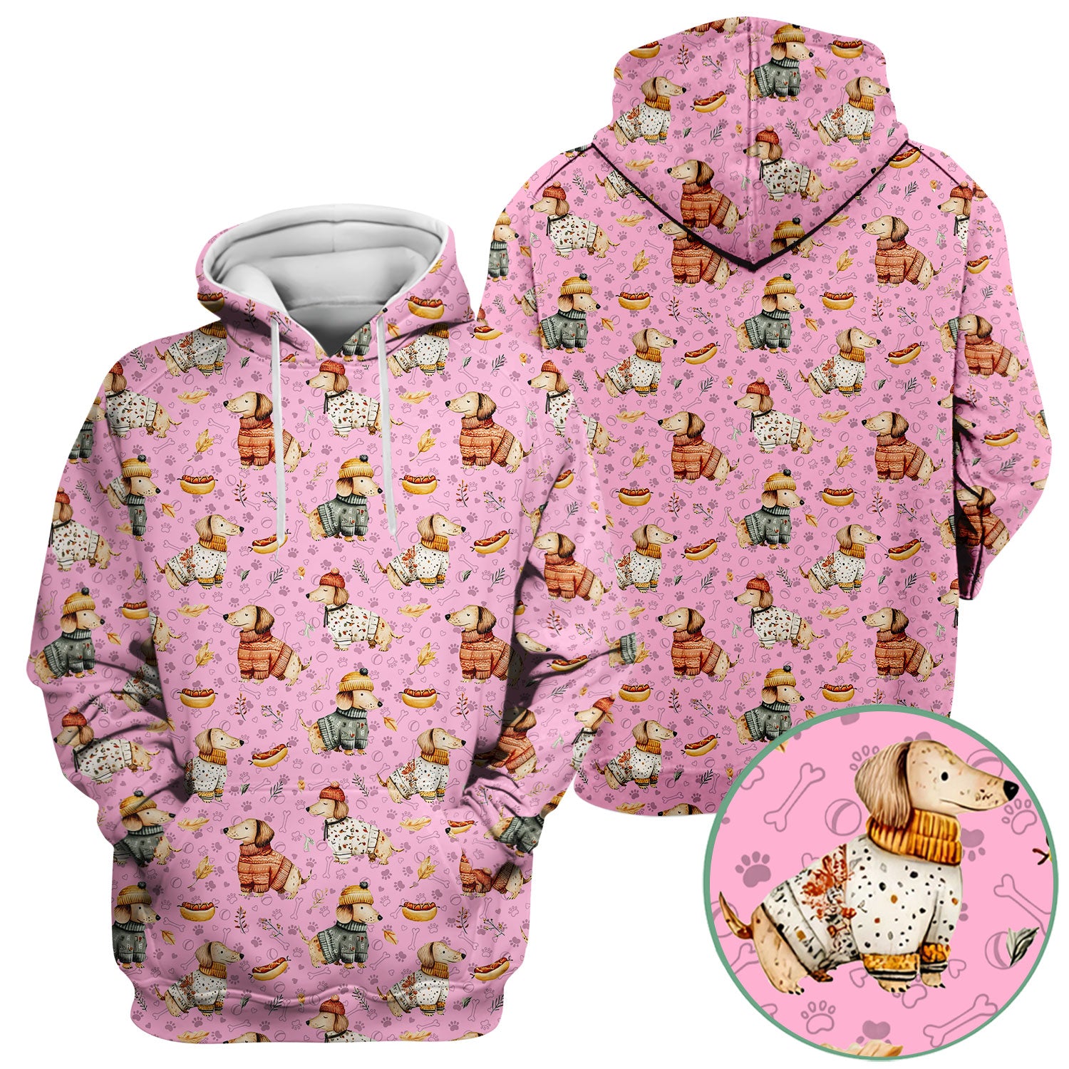 Autumn Dachshund Scrub Top - Cute Wiener Dog Nurse Shirt for Women - Cozy Fall Medical Uniform RN CNA LPN Thanksgiving Gift