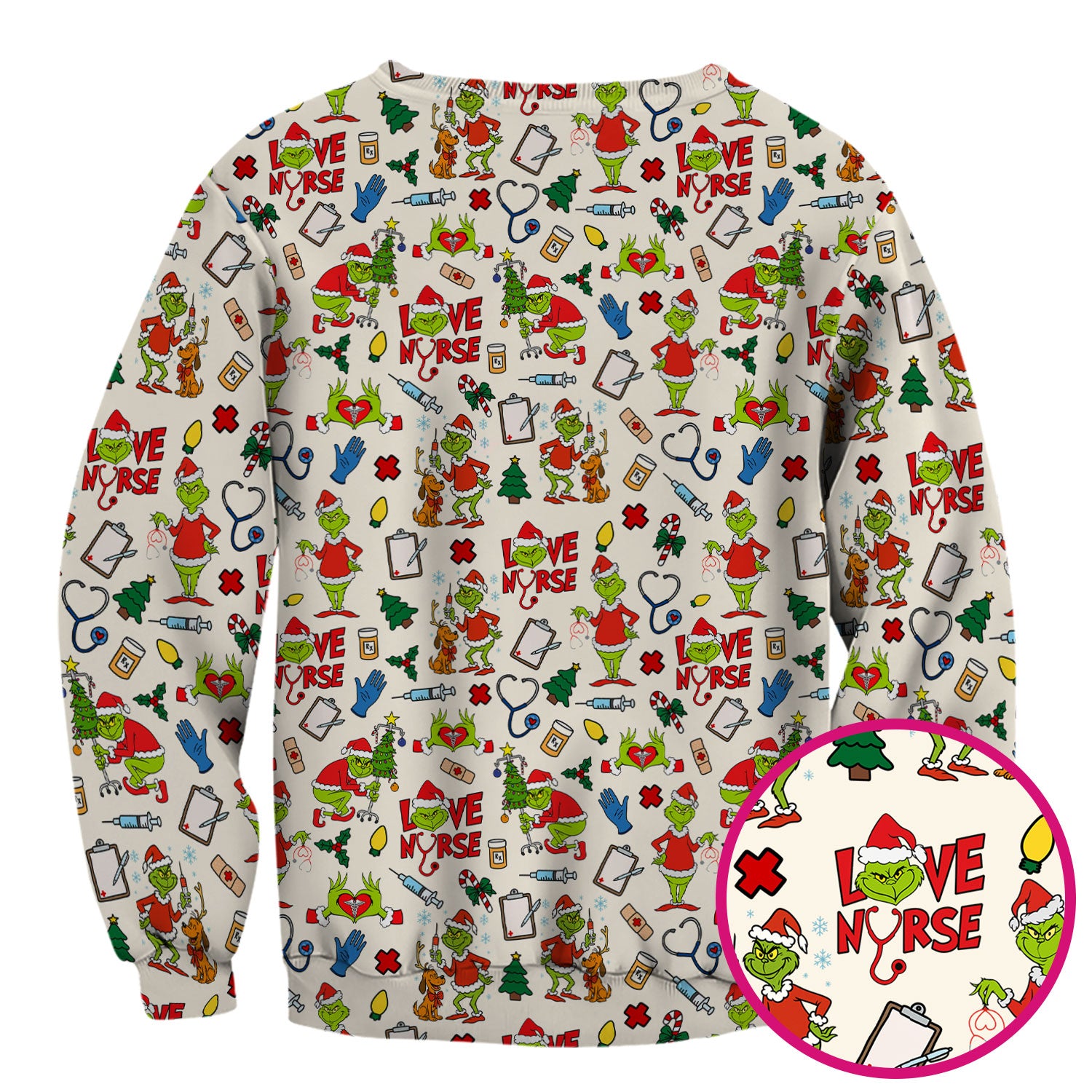 Grinch Nurse Scrub Shirt Multi Colors - Love Nurse Christmas Scrub Top - Funny Holiday Nursing Workwear with Pockets