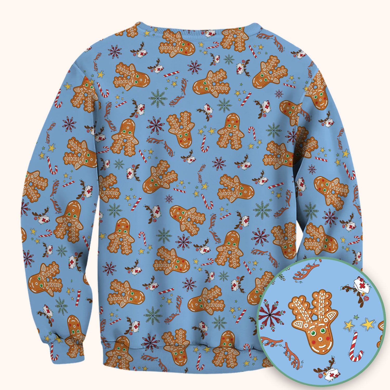 Gingerbread Cookies Reindeer Scrub Top - Funny Christmas Gingerbread Nursing Uniform - Comfortable Scrubs for Nurses