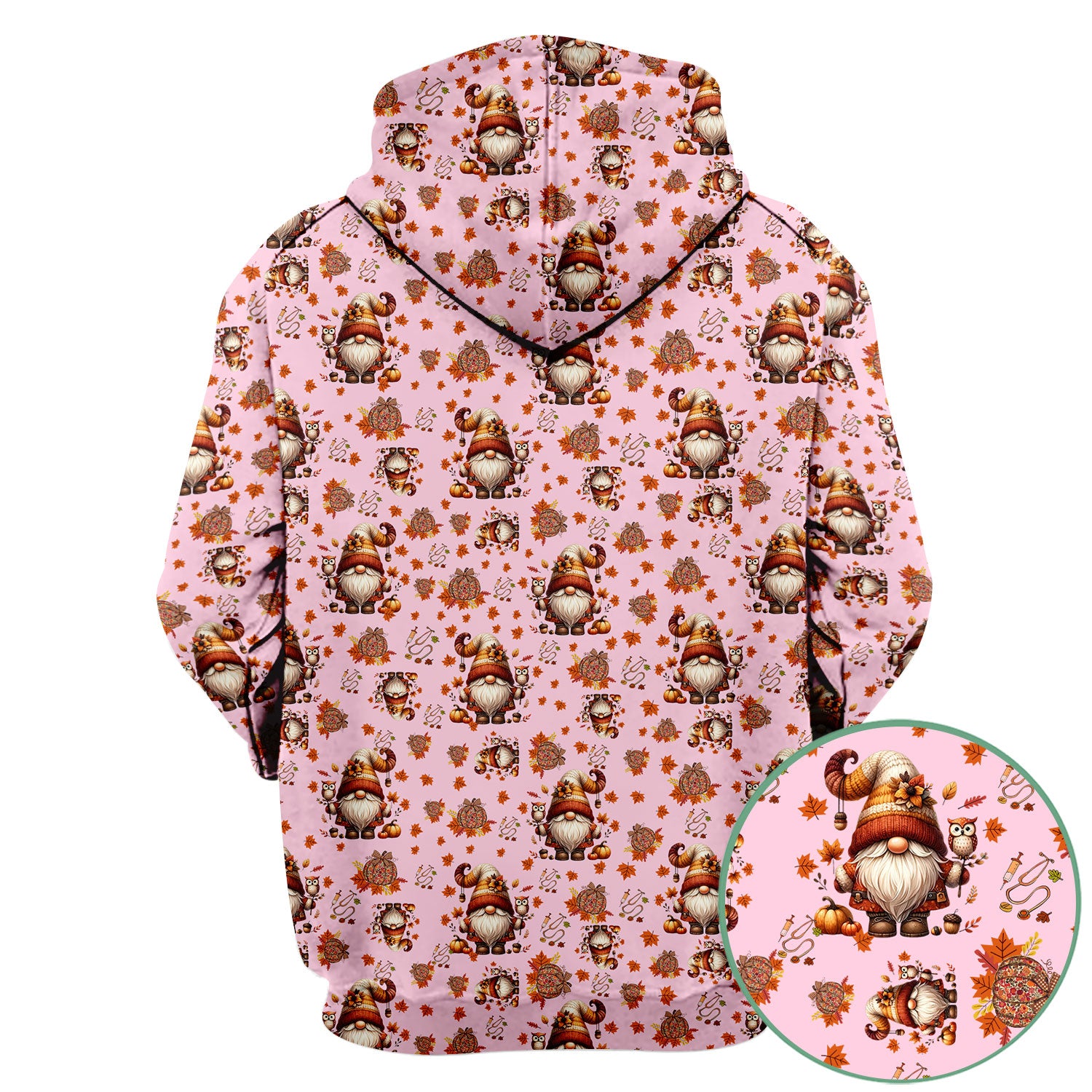 Fall Gnome Nurse Scrub Top for Women - Autumn Leaves Pumpkin Shirts - Thanksgiving Nursing Uniform Gift for RN LPN CNA