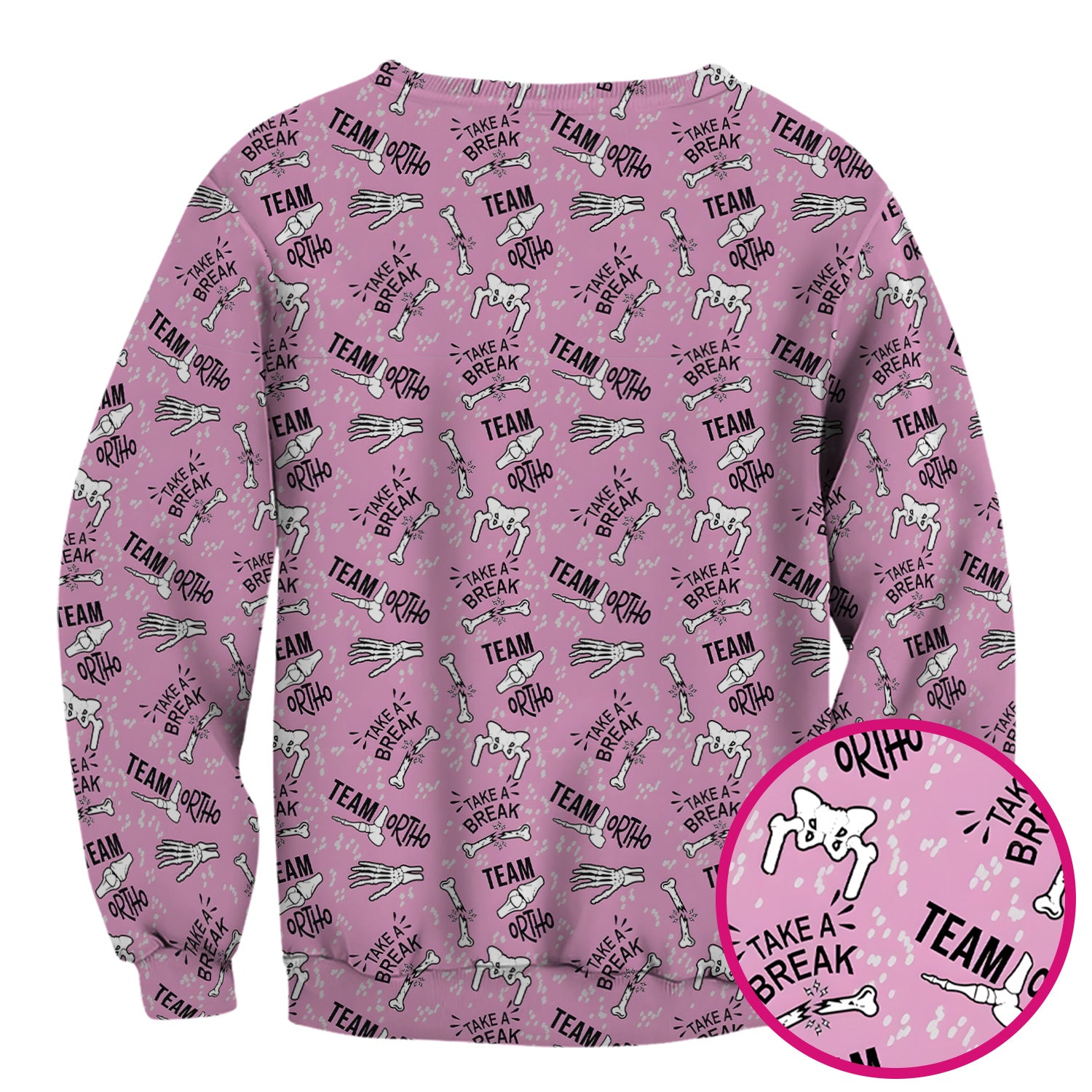 Team Ortho Bone Joint Print Scrub Top, Breathable Fabrics Nursing Uniform