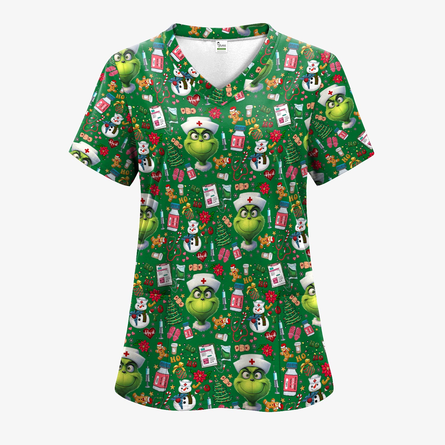 Merry Grinchmas Scrub Set for Women - Comfortable Nursing Pants - Christmas Medical Uniform - Holiday Ugly Sweater Gift for Her