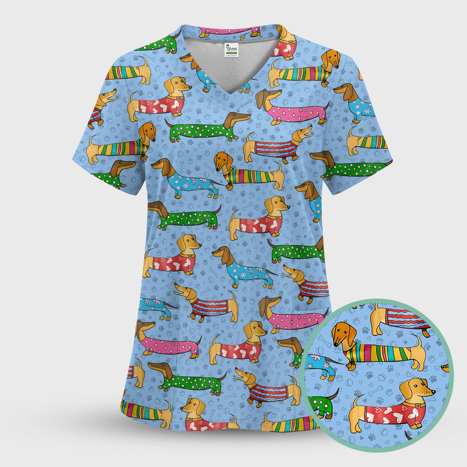 Doxin Nursing Scrub Pants - Weiner Dog Scrubs Set - It's Been A Long Day Dachshund Sweater - Medical Uniform Gift for Women
