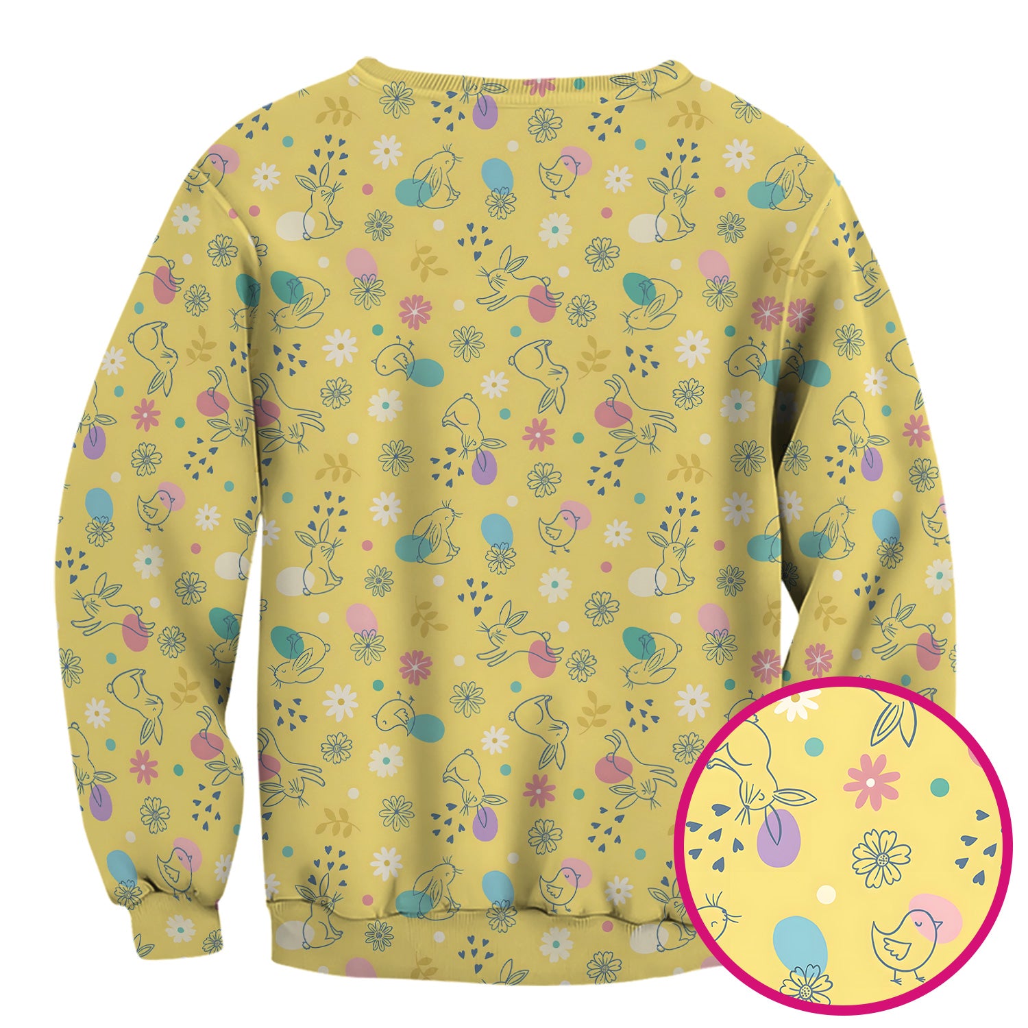 Whimsical Easter Bunny Eggs Pattern Scrub Top, Comfortable Scrubs for Nurses