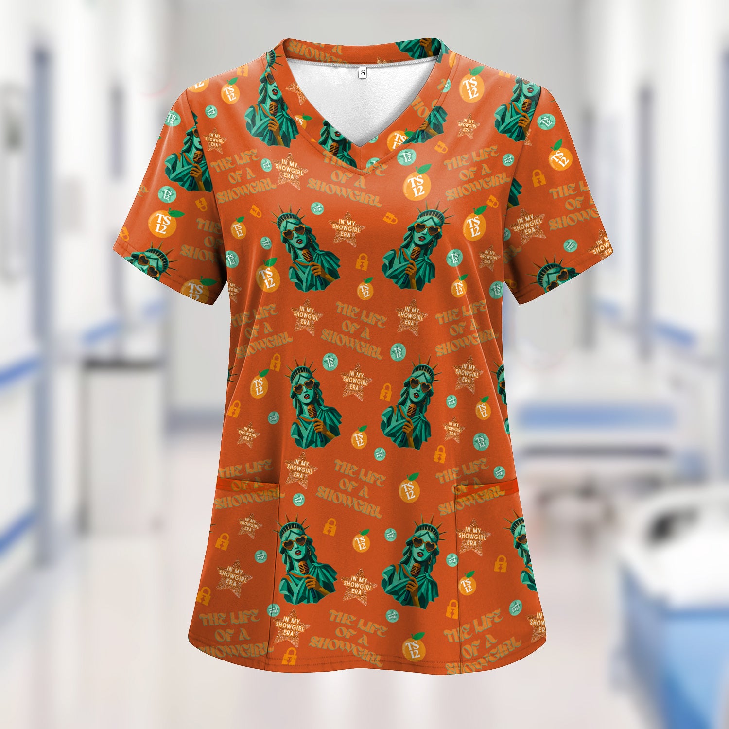 Funny Women's Showgirl Shirt - Cool Liberty Statue TS12 Orange Graphic Tee - Gift for Healthcare Professionals & Nursing Students