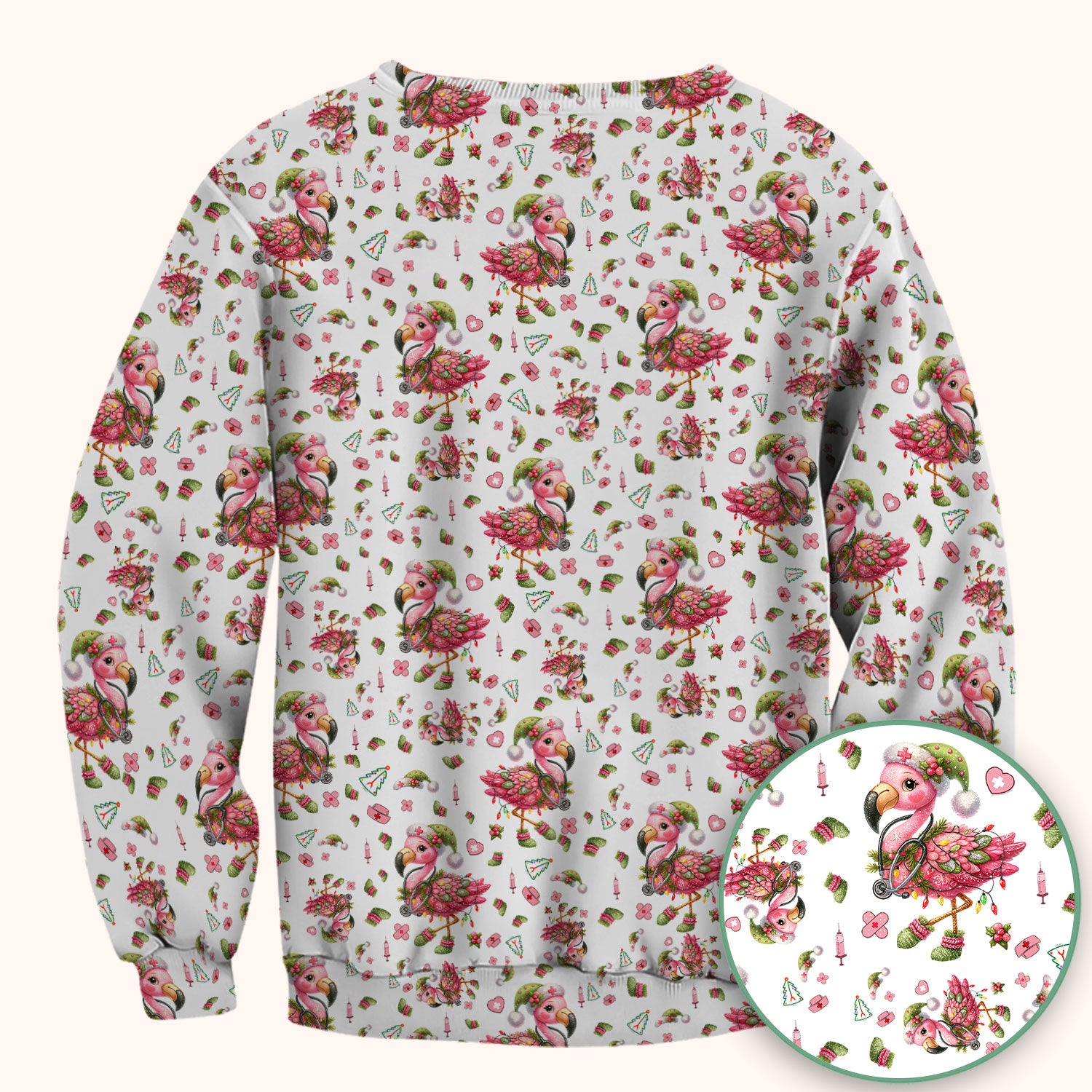 Flamingo Scrub Top for Nurse - Funny Christmas Medical Shirt - Holiday Christmas Gift for Healthcare Workers