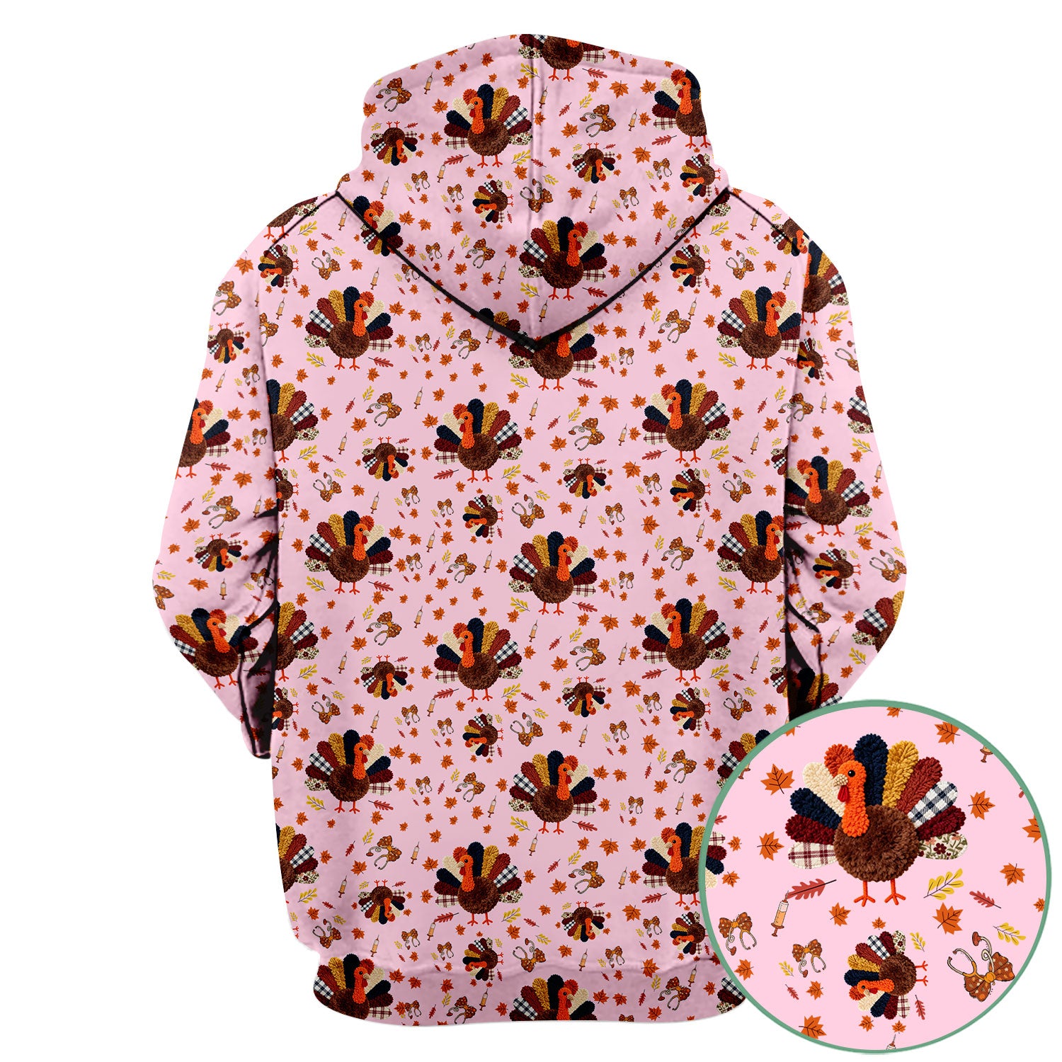 Funny Thanksgiving Nurse Scrub Top - Fall Leaves and Pumpkin Shirt - Autumn Turkey Med Uniform Gift for RN CNA LPN